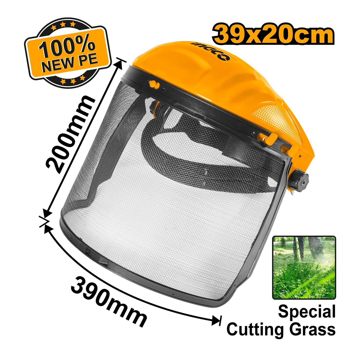 MUNKAVÉDELMI ARCVÉDŐ HÁLÓS VIZORRAL 39 × 20 CM INGCO