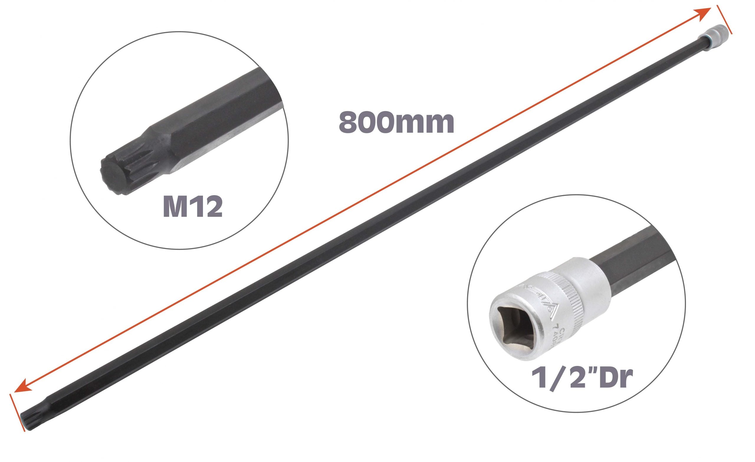 SPLINE BIT M12 1/2 EXTRA HOSSZÚ 800MM VW AUDI VAG TENGELYHEZ