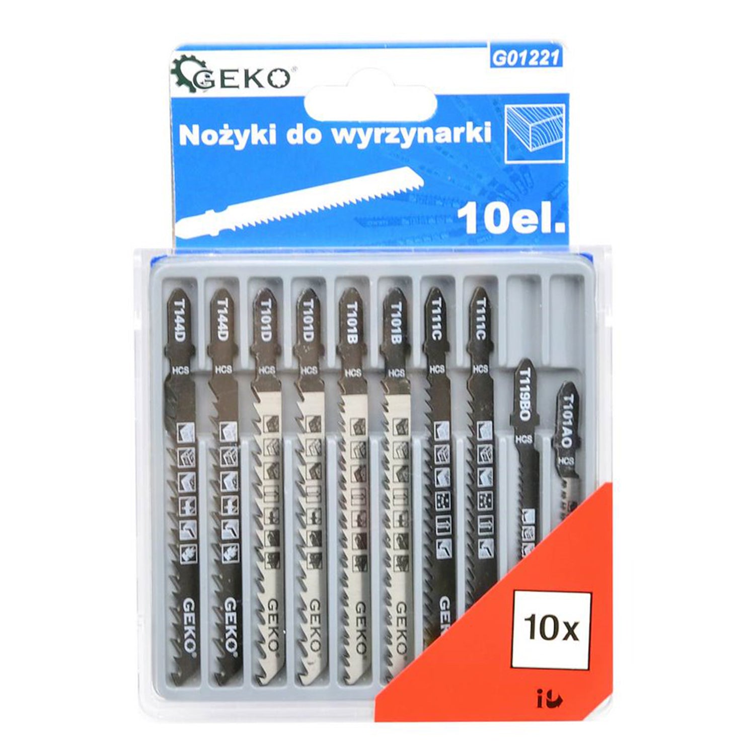 SZÚRÓFŰRÉSZLAP KÉSZLET HCS ACÉL, T BEFOGÁS 10 DB GEKO