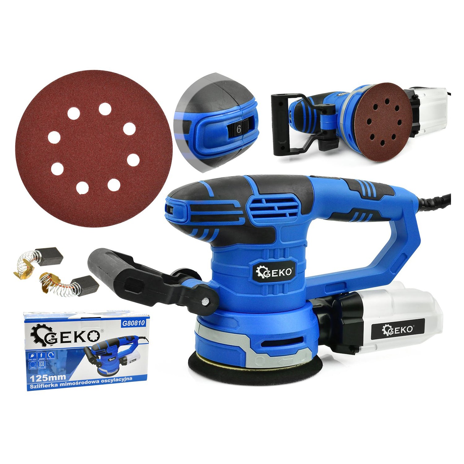 EXCENTRIKUS ORBITÁLIS CSISZOLÓ 125 MM 450 W GEKO