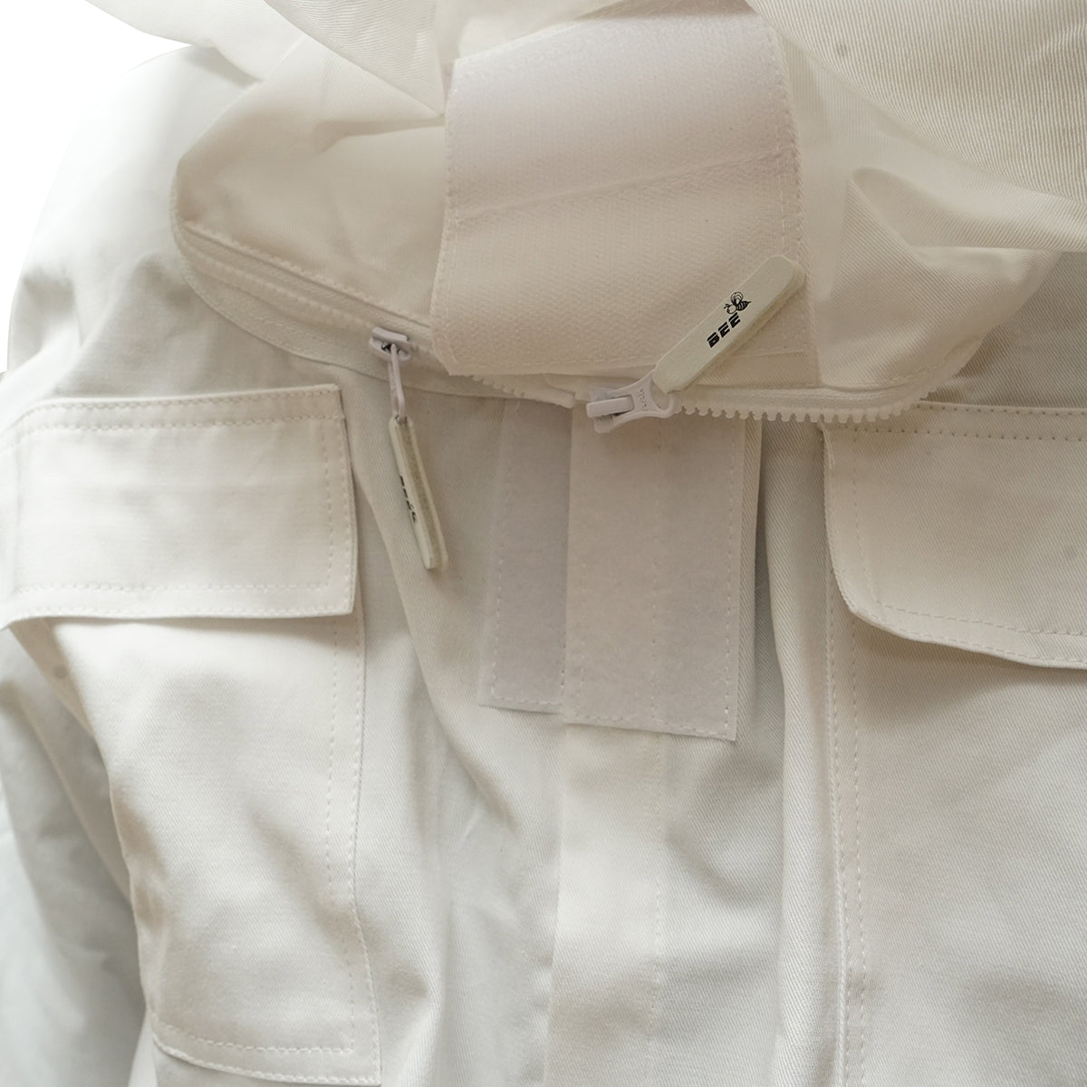 Fehér méhész kabát XL méretben, védőmaszkkal