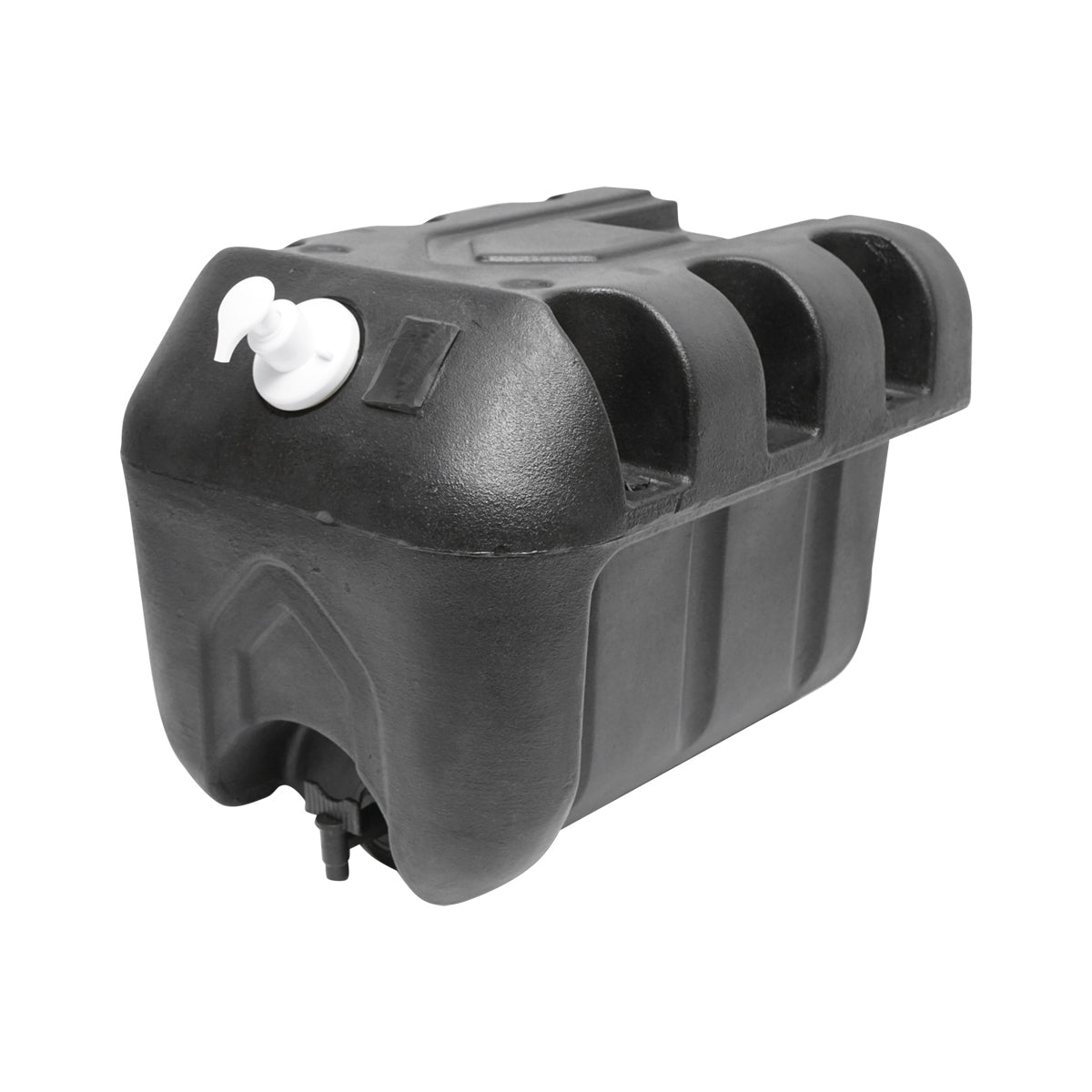 Víztartály 30 literes csappal és 250 ml-es szappanadagolóval fekete műanyag 332x420x331 mm