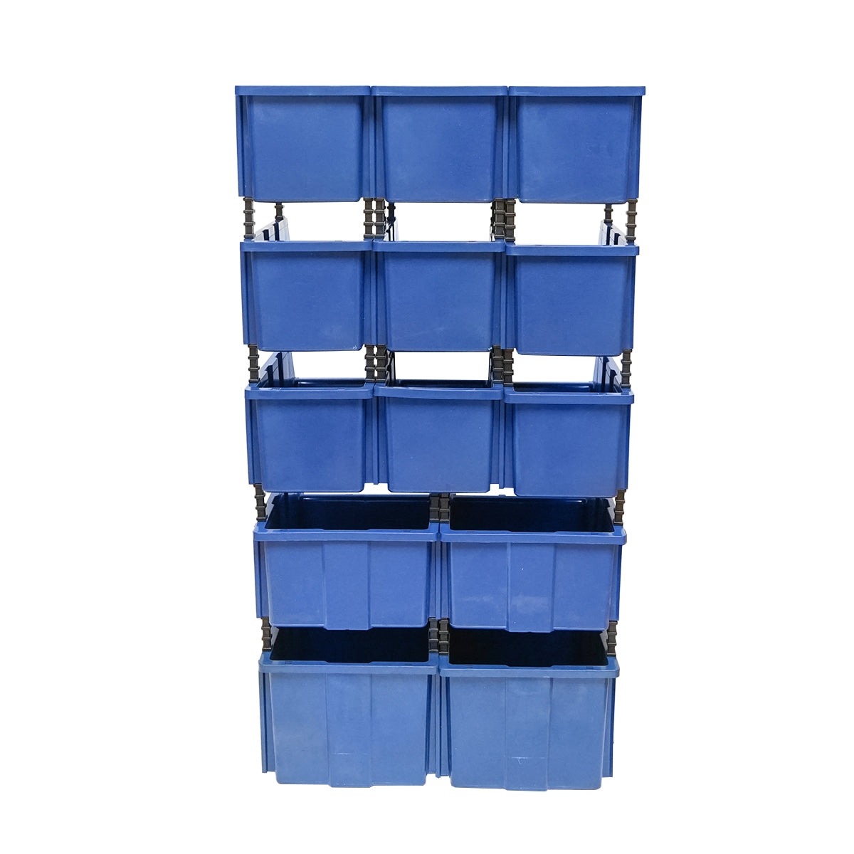 ÁLLVÁNY 13 TÁROLÓ DOBOZZAL, KÉK MŰANYAG DOBOZOK, 510X400X1000MM
