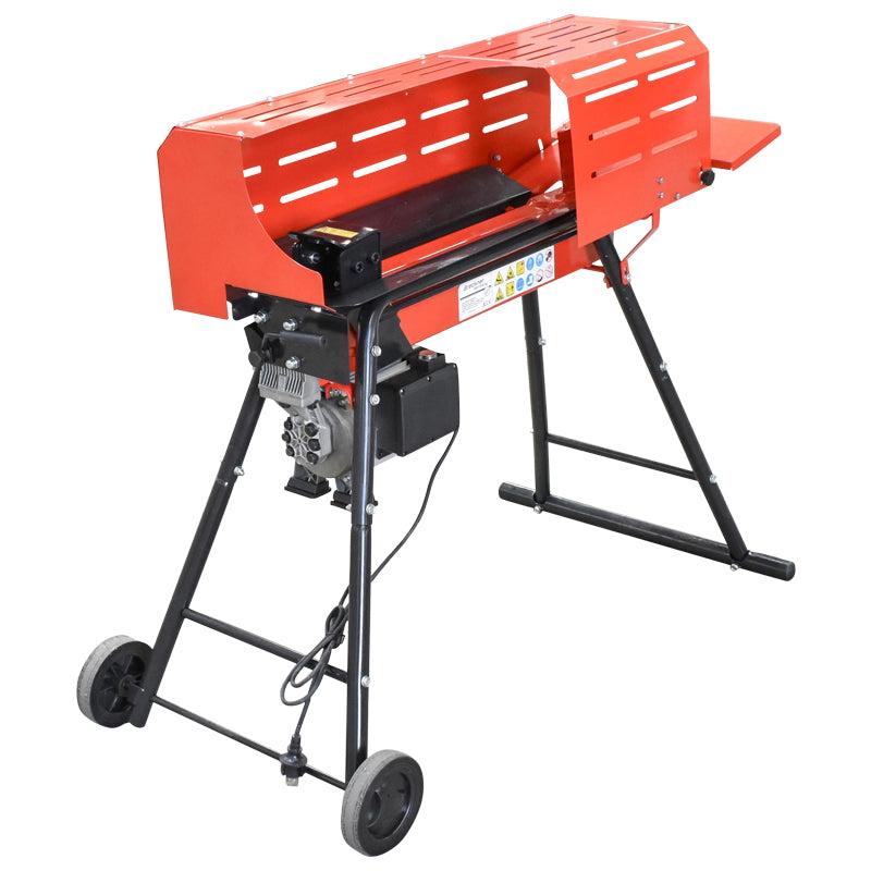 Vízszintes rönkhasító, 7 tonnás, 230 V, 2 kW, állítható magasságú állvánnyal és védelemmel, Breckner Germany