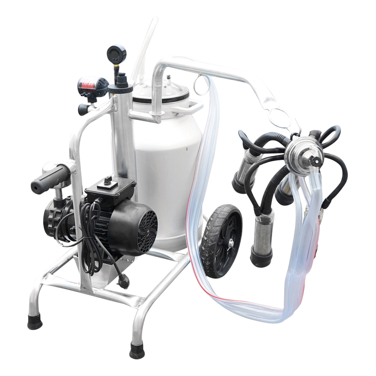 Tehénfejő gép 160 cc gyűjtőegységgel, horganyzott vázzal, 30 literes alumínium tartállyal, 1 állásos, rozsdamentes acél fejőpohárral, Breckner Germany