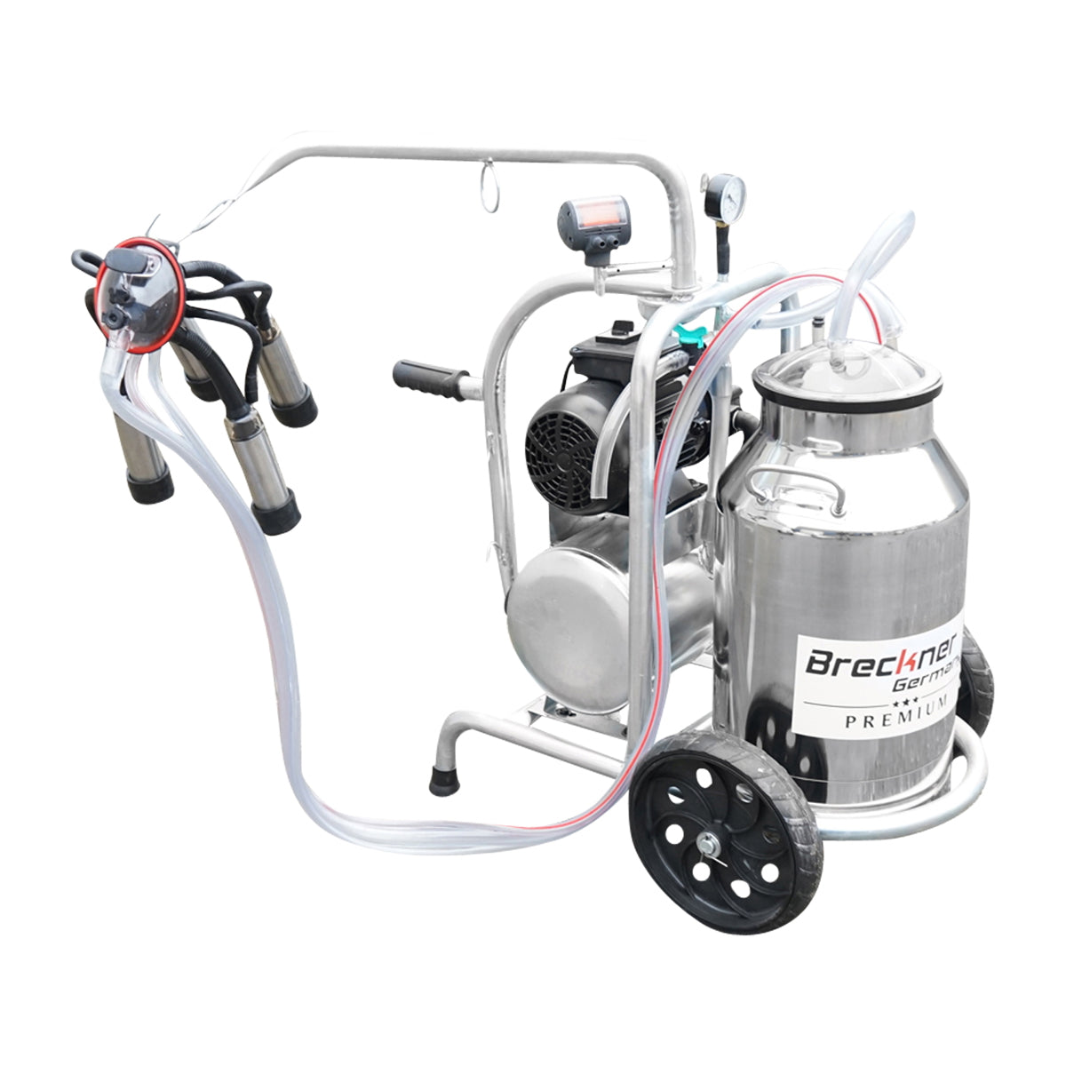 Tehénfejő gép 160 cc gyűjtőegységgel, horganyzott vázzal, 30 literes rozsdamentes acél tartállyal, 1 állásos, Breckner Germany