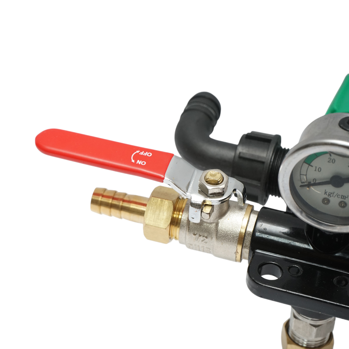 Permetező szakaszoló, 2 szelepes, beépített glicerin manométerrel