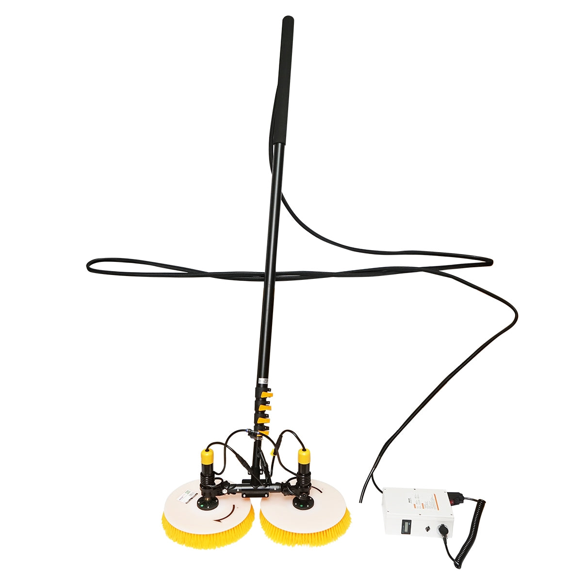 Fotovoltaikus napelemtisztító rendszer 2 kefével, 24V,/26Ah akkumulátorral és 7,5 m-ig terjedő karral, Breckner Germany