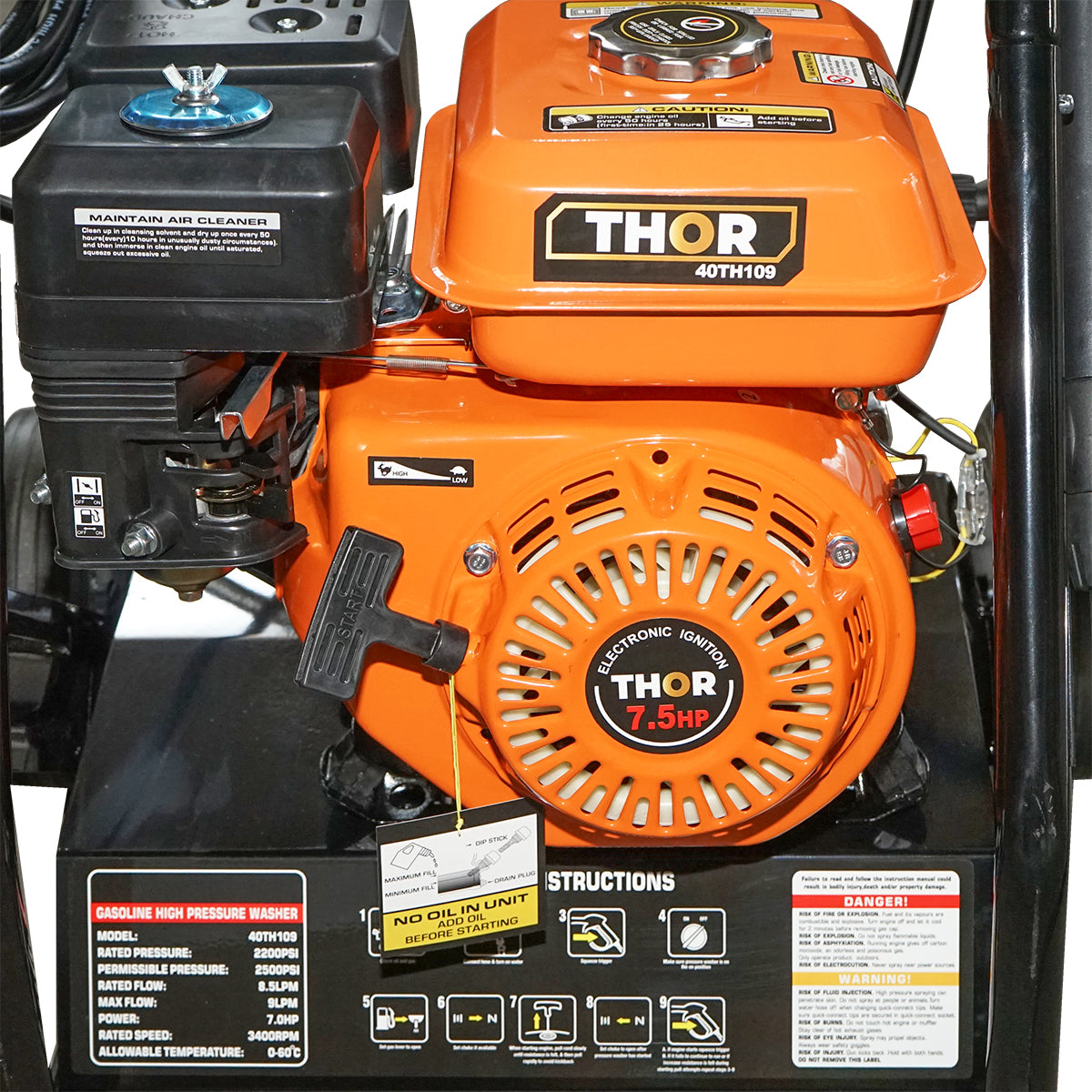 MAGASNYOMÁSÚ MOSÓ 7.5 LE 20 MPA TÖMLŐVEL ÉS SZÓRÓPISZTOLLYAL THOR