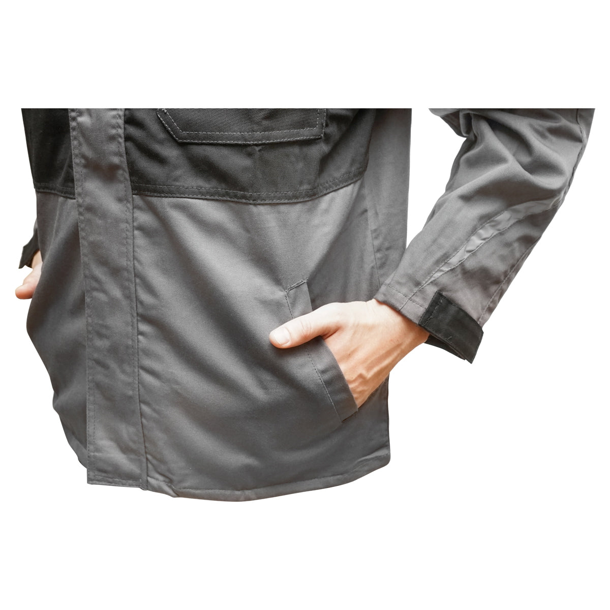 Munkadzseki poliészter és pamut keverékből, szürke-fekete, M méret, Breckner Germany