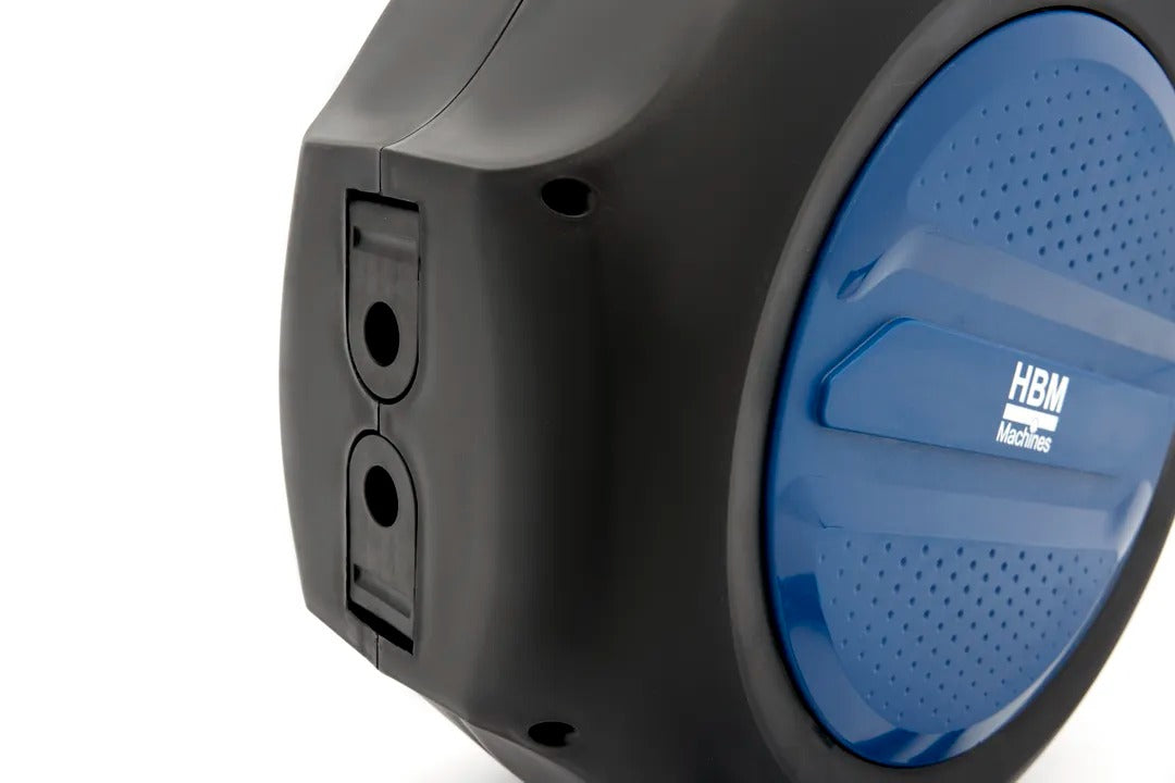 TÖMLŐDOB SŰRÍTETT LEVEGŐHÖZ – 30M, AUTOMATA VISSZAHÚZÁS ÉS RÖGZÍTÉS, 180°-BAN FORGATHATÓ TARTÓVAL – HBM