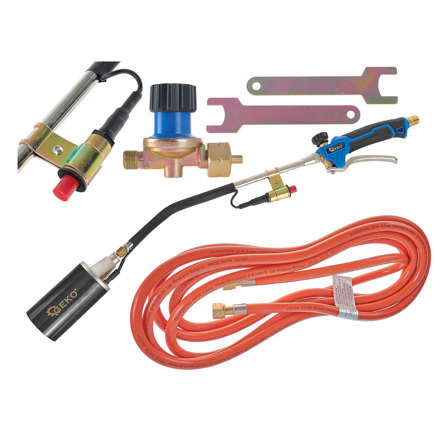 GÁZPERZSELŐ KÉSZLET 70 CM, 5 M-ES TÖMLŐ GEKO