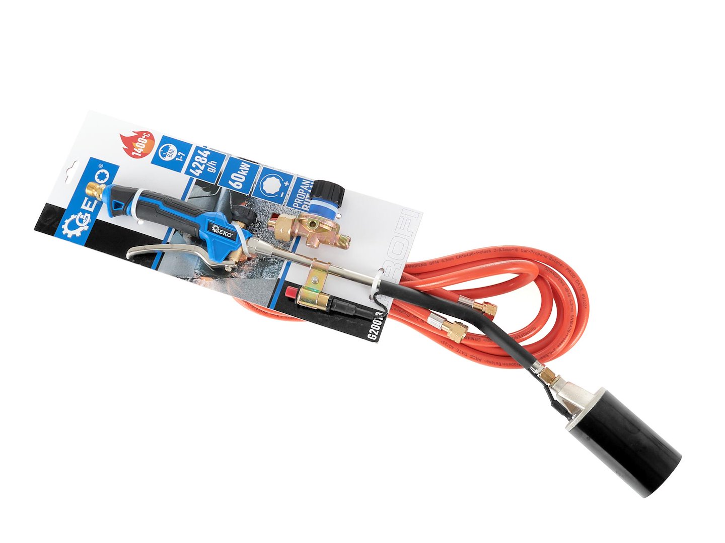 GÁZPERZSELŐ KÉSZLET 70 CM, 5 M-ES TÖMLŐ GEKO