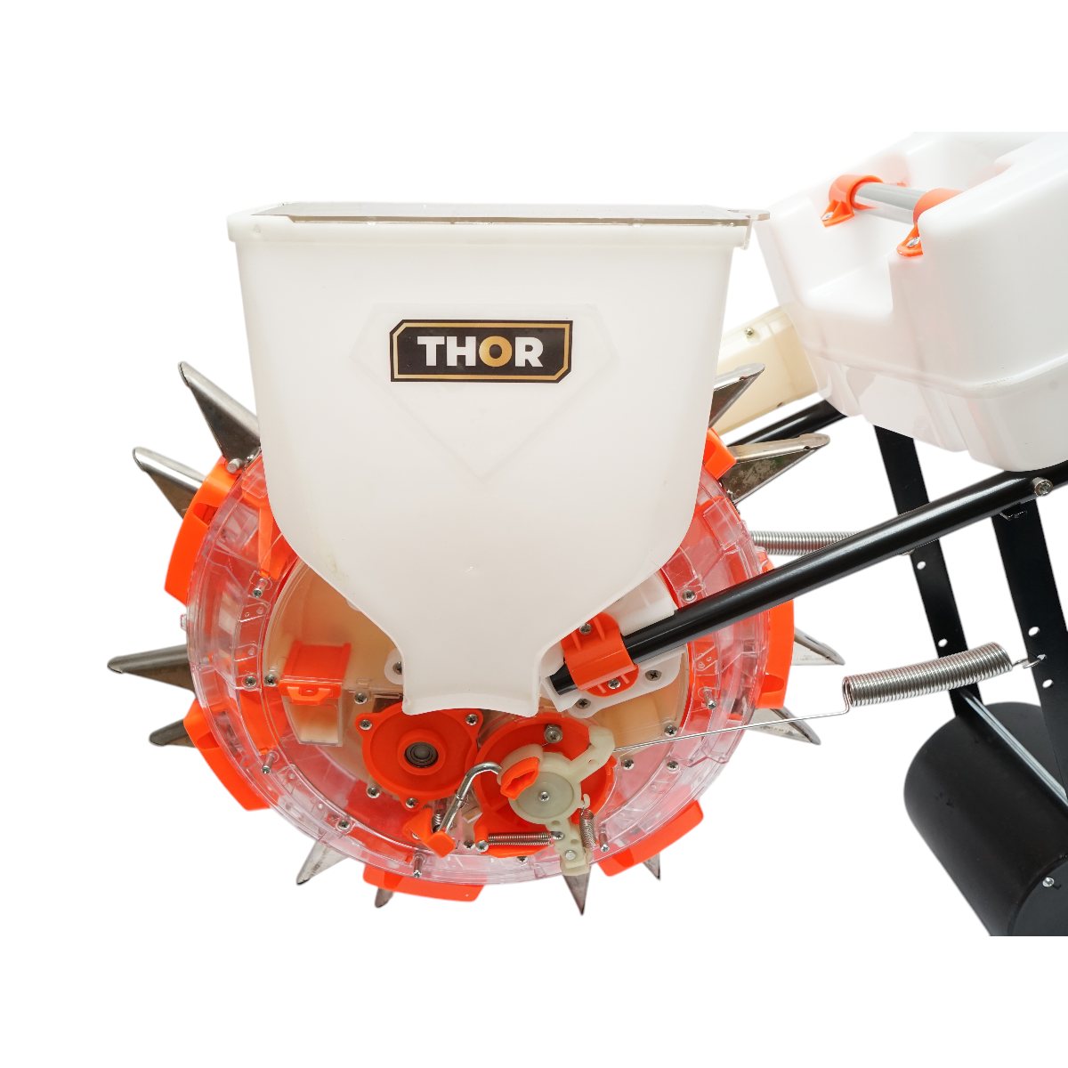 Kézi vetőgép, 7 tüskével, 8 cm vetési mélységgel, 4 literes magtartállyal, 12 literes műtrágyatartállyal – THOR