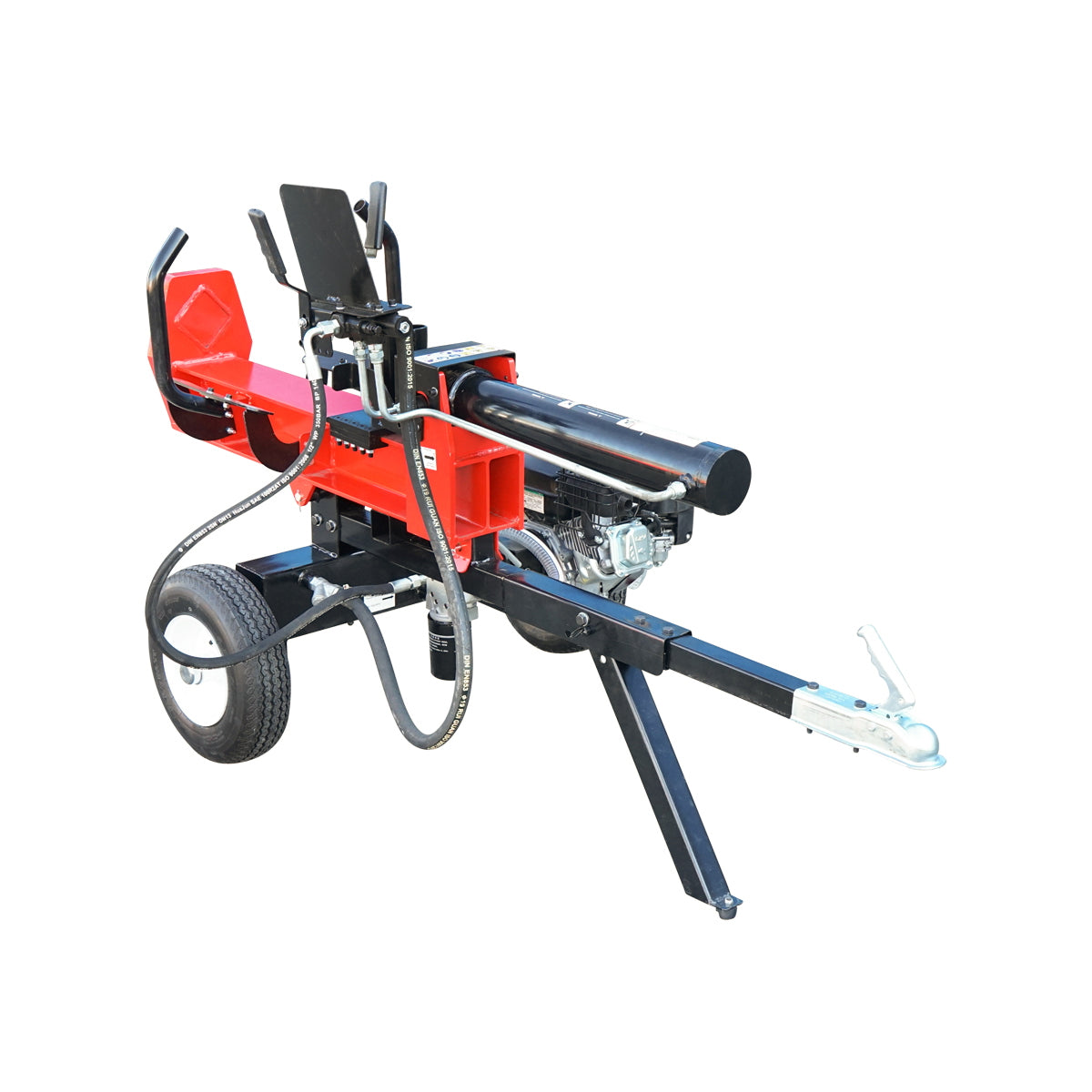 Függőleges rönkhasító, benzines motorral, 208 cm³, 22 tonnás hasítóerő, 610×400 mm rönkhöz, Breckner Germany