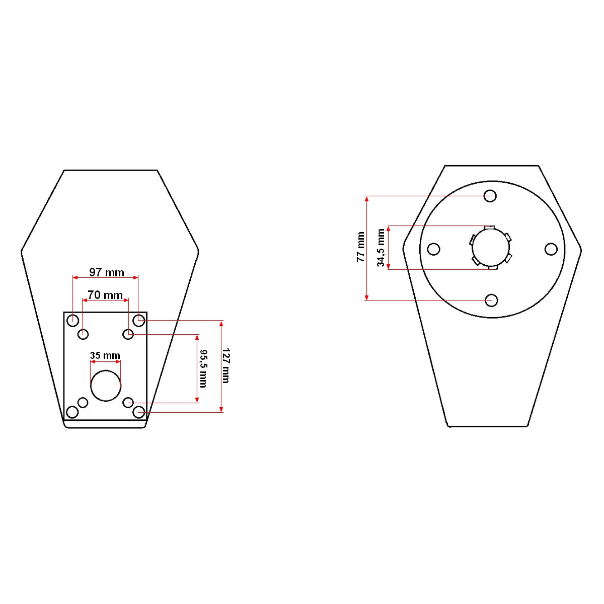 Fordulatszám-növelő alumíniumból, KM7001, apa típus, szabványos traktor tengelyprofilhoz, Z=6, 1 3/8", DIN 9611