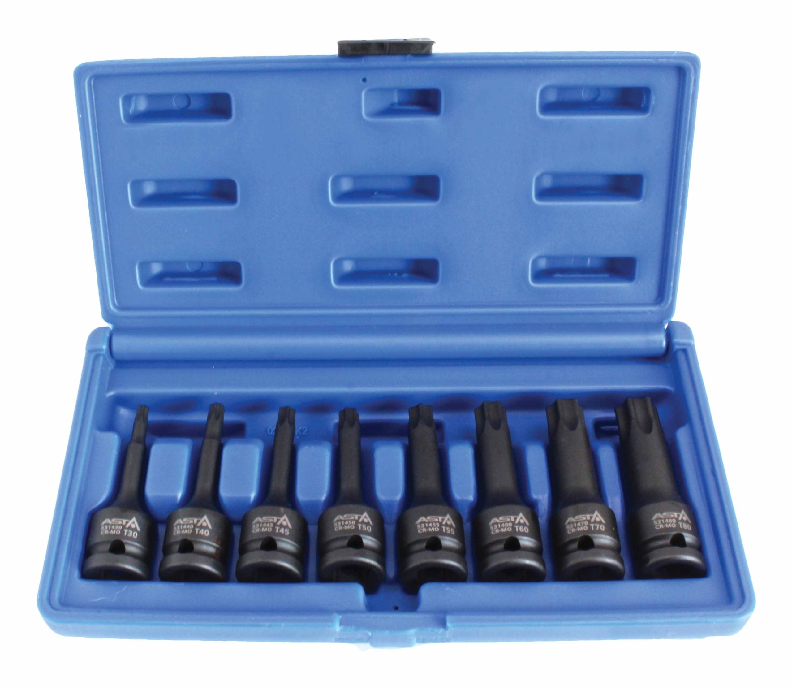 LEVEGŐS DUGÓKULCS KÉSZLET BITI TORX 1/2" T31-T80 8 DARAB