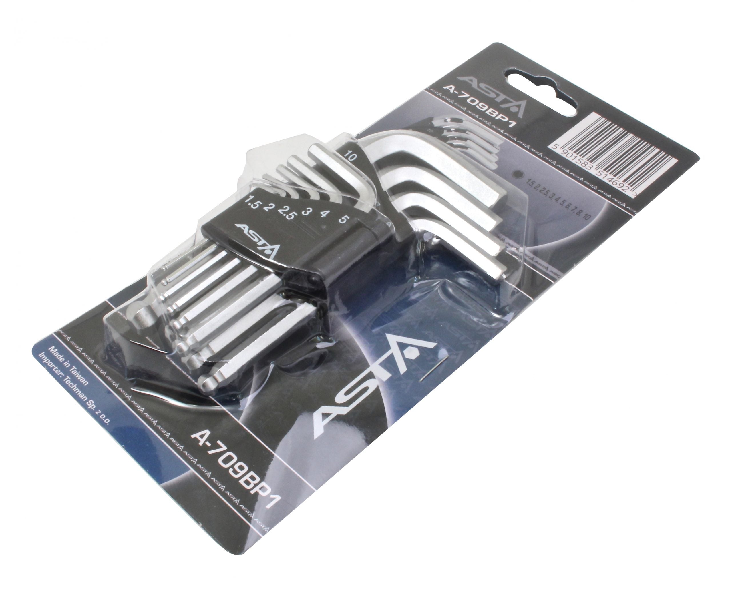 L-IMBUSZKULCS KÉSZLET GÖMBVÉGŰ H1.5–H10 ASTA POLAND