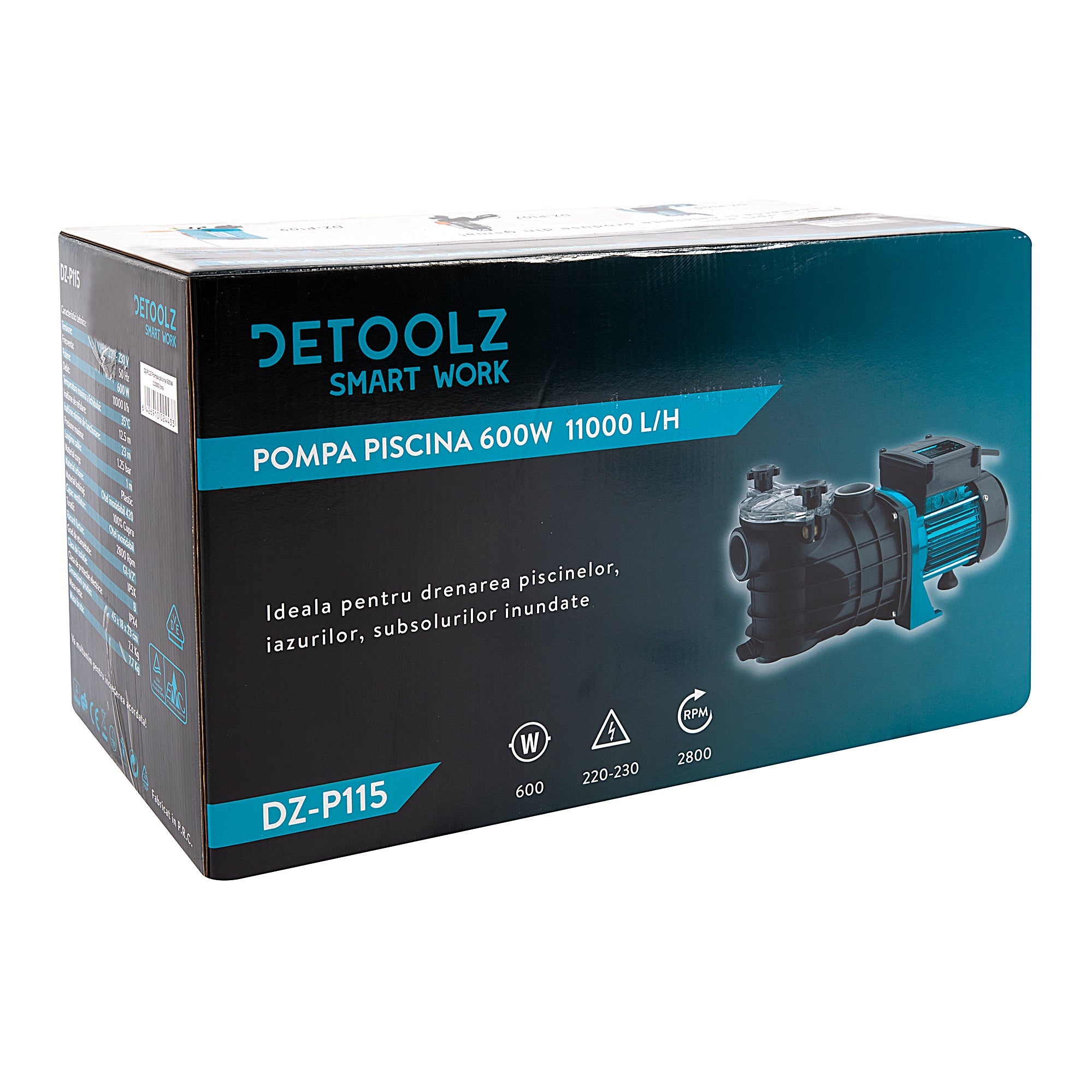 MEDENCE VÍZPUMPA 600W 11000L/ORA DETOOLZ