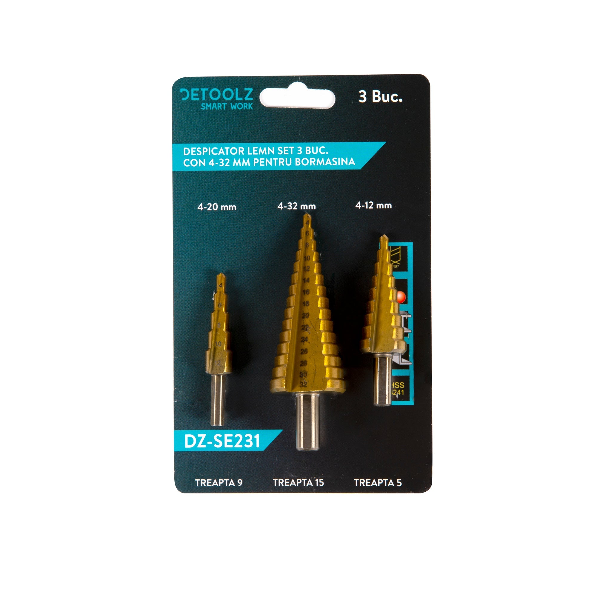 3 DB FOKOZATOS HSS+TI FÚRÓSZÁR SZETT 4-12, 4-20, 4-32MM DETOOLZ