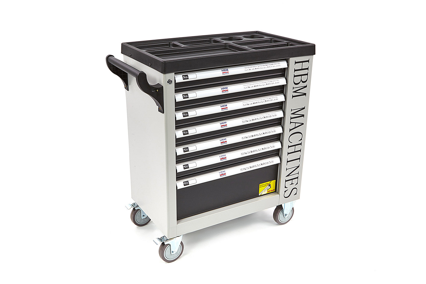 PROFESSZIONÁLIS FELSZERELT SZERSZÁMOS KOCSI – SZERSZÁMOS SZEKRÉNY HBM 7 FIÓKKAL, 262 DARABOS KÉSZLET, 7 SZÉNMODUL – HOLLANDIA, PRÉMIUM