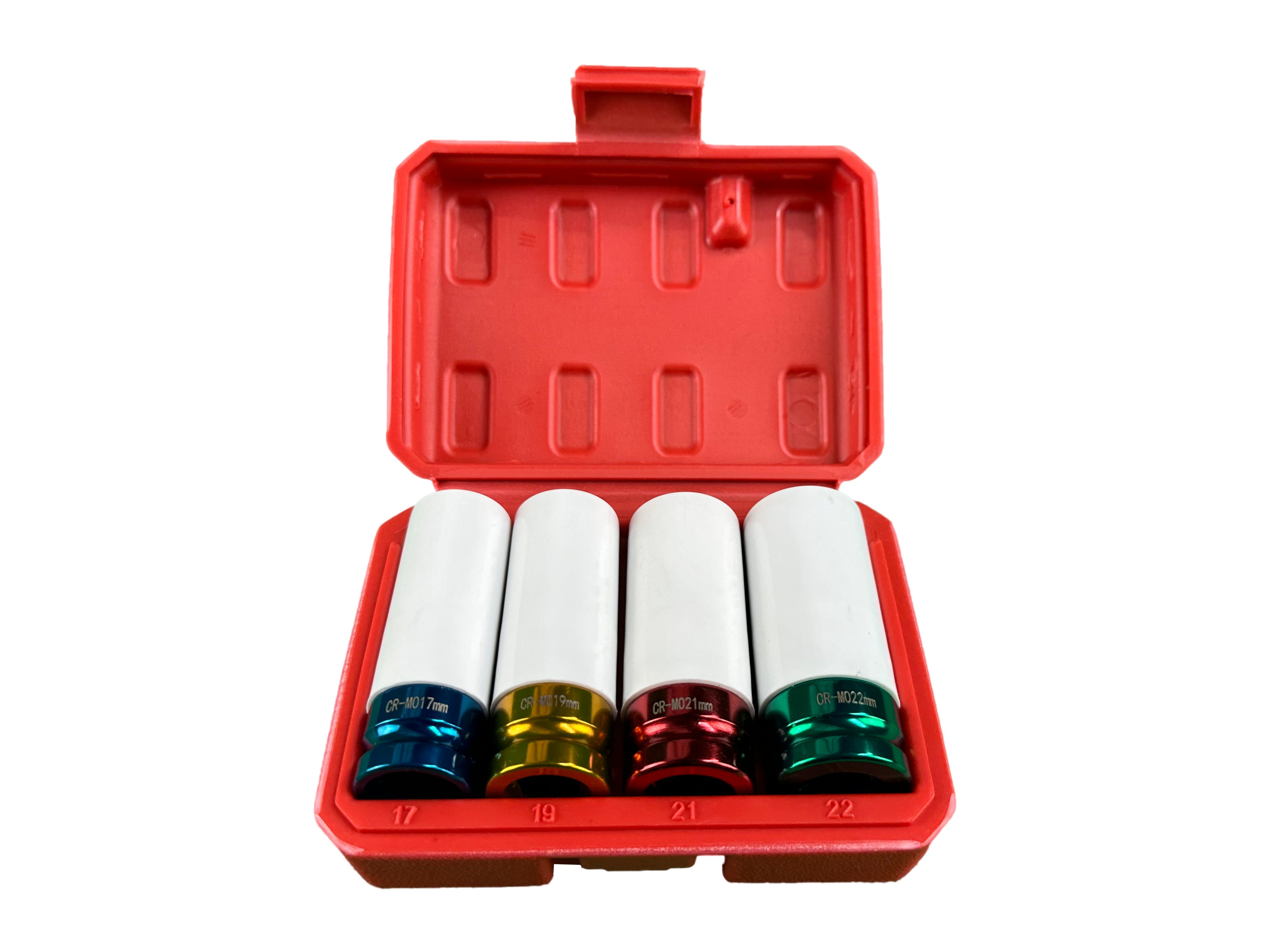 4 DB DUGÓKULCS KÉSZLET KÖNNYŰFÉM KERÉKTÁRCSÁKHOZ 1/2 17-22MM GEBO TOOLS