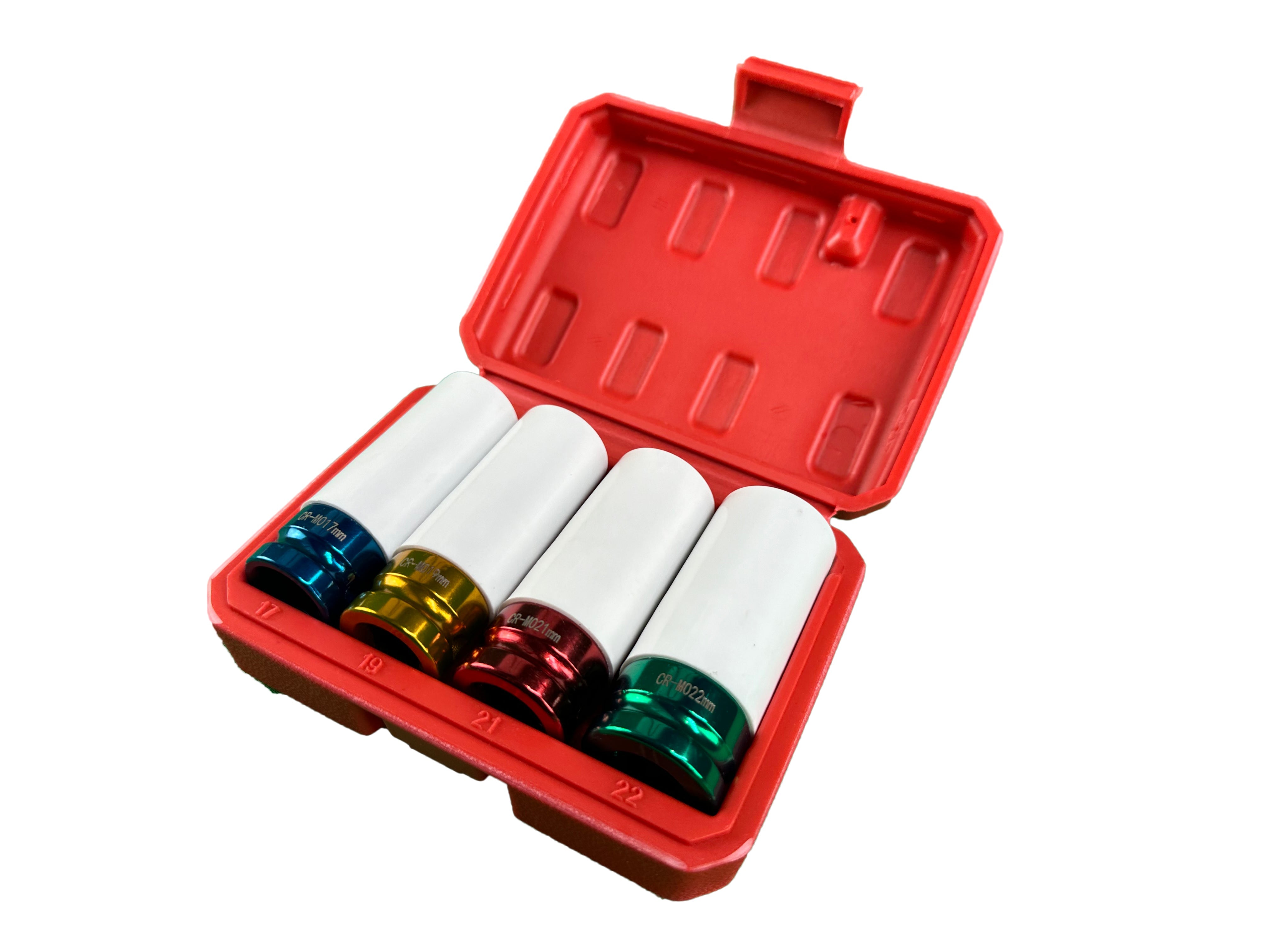 4 DB DUGÓKULCS KÉSZLET KÖNNYŰFÉM KERÉKTÁRCSÁKHOZ 1/2 17-22MM GEBO TOOLS