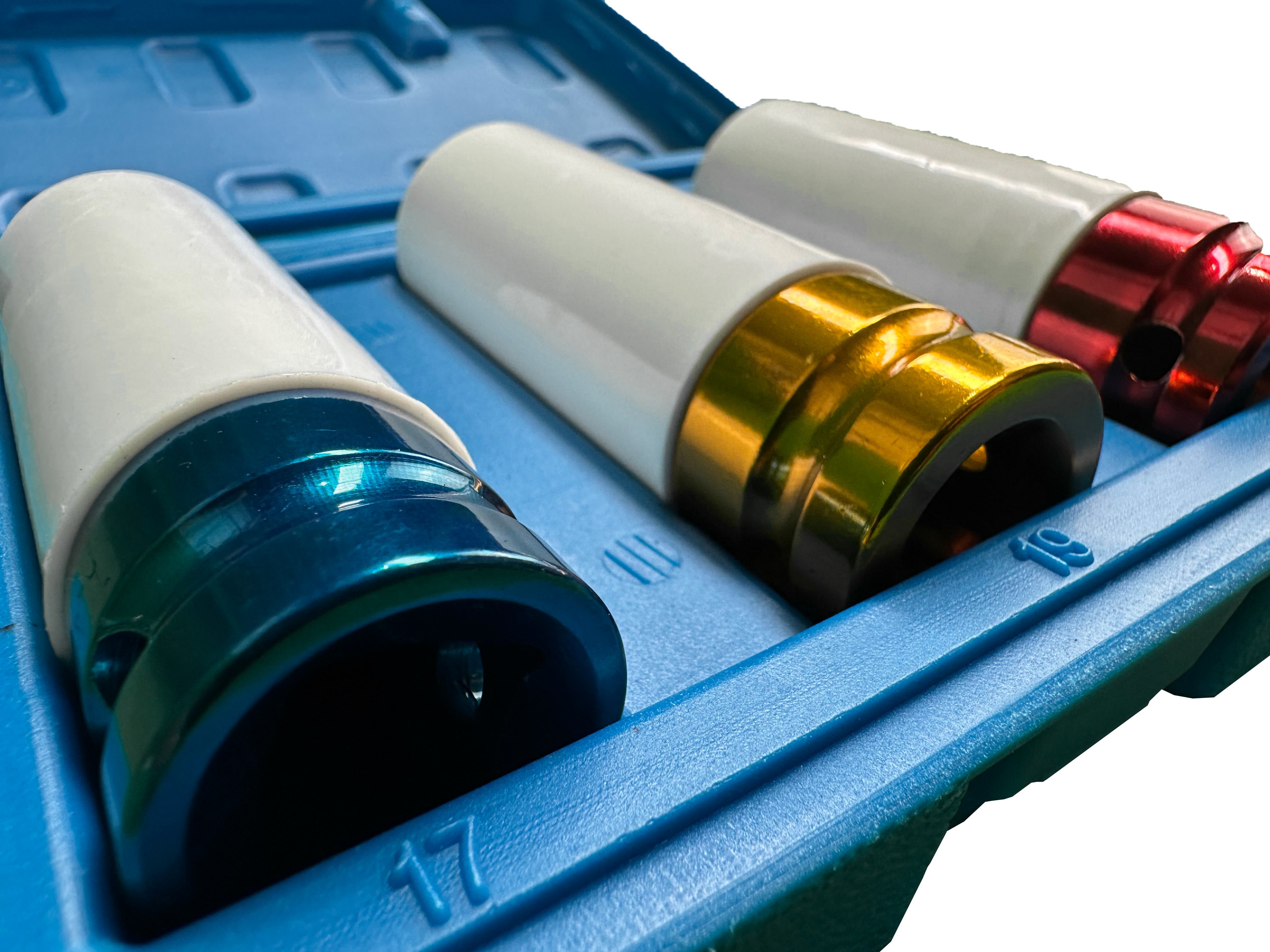 FELNI DUGÓKULCS KÉSZLET ALUMÍNIUM FELNIKHEZ BEVONATTAL 7 19 21 MM GEBO TOOLS