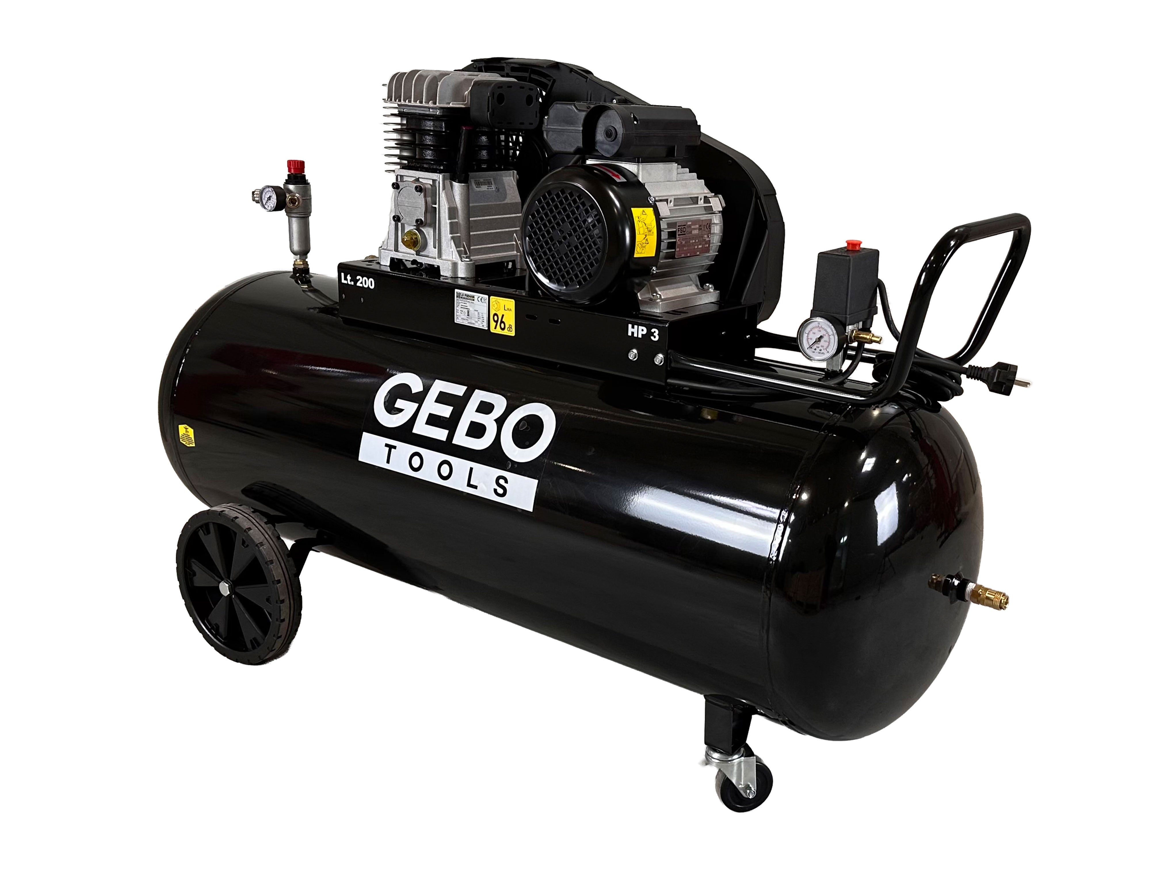 PROFESSZIONÁLIS LÉGKOMPRESSZOR 200L 3 LE 230 V GEBO TOOLS