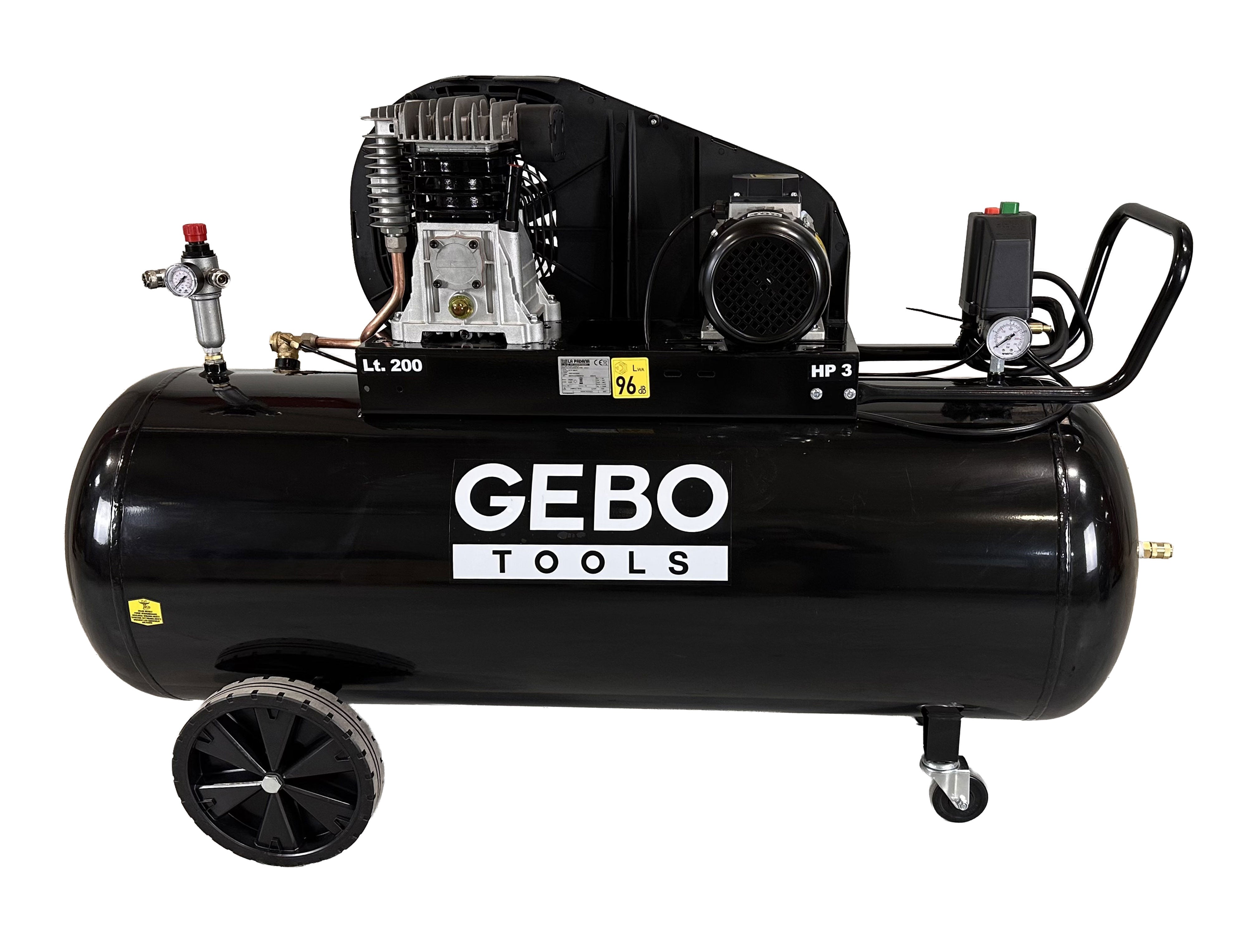 PROFESSZIONÁLIS LÉGKOMPRESSZOR 200L 3 LE 400 V GEBO TOOLS