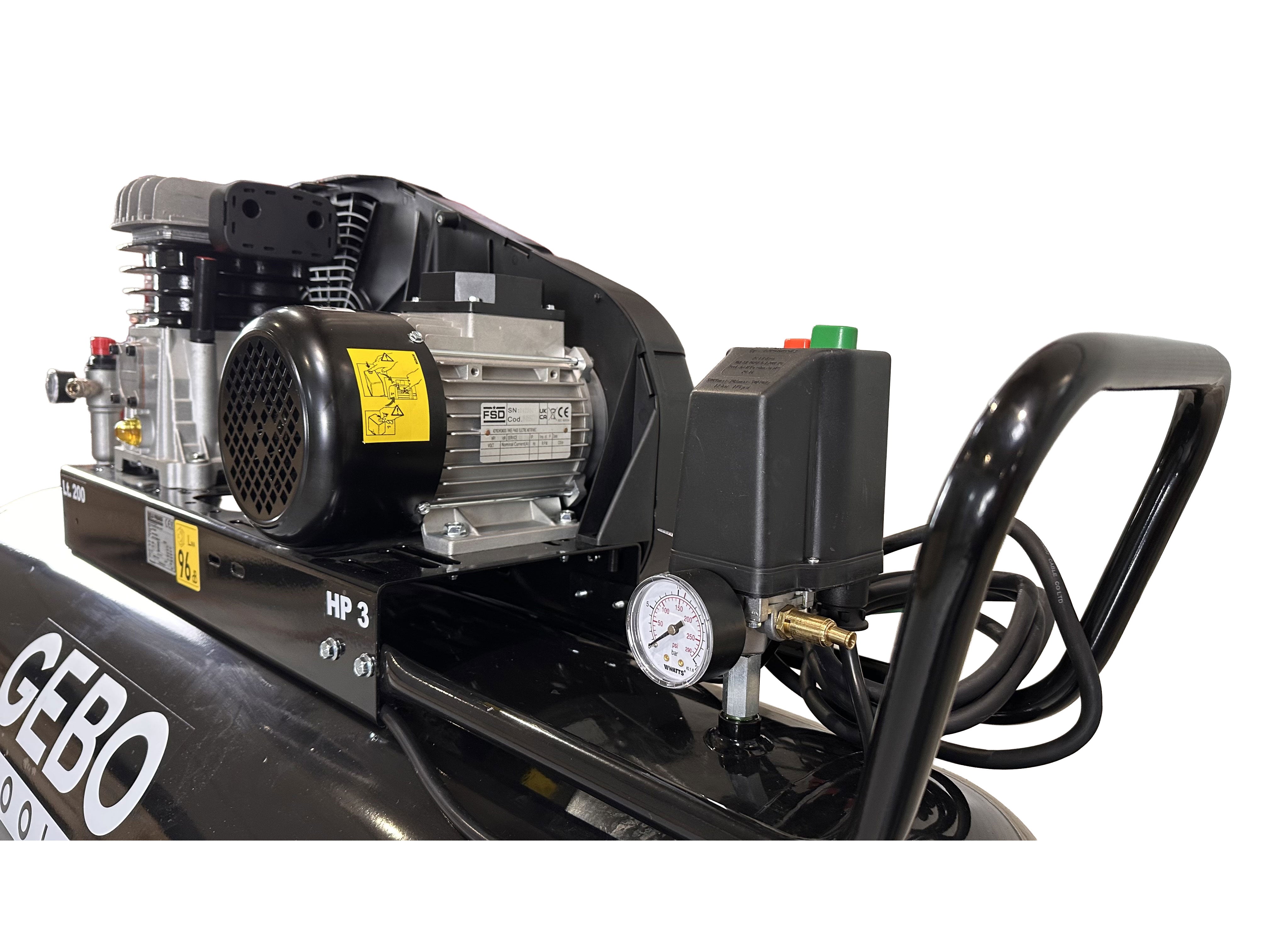 PROFESSZIONÁLIS LÉGKOMPRESSZOR 200L 3 LE 400 V GEBO TOOLS