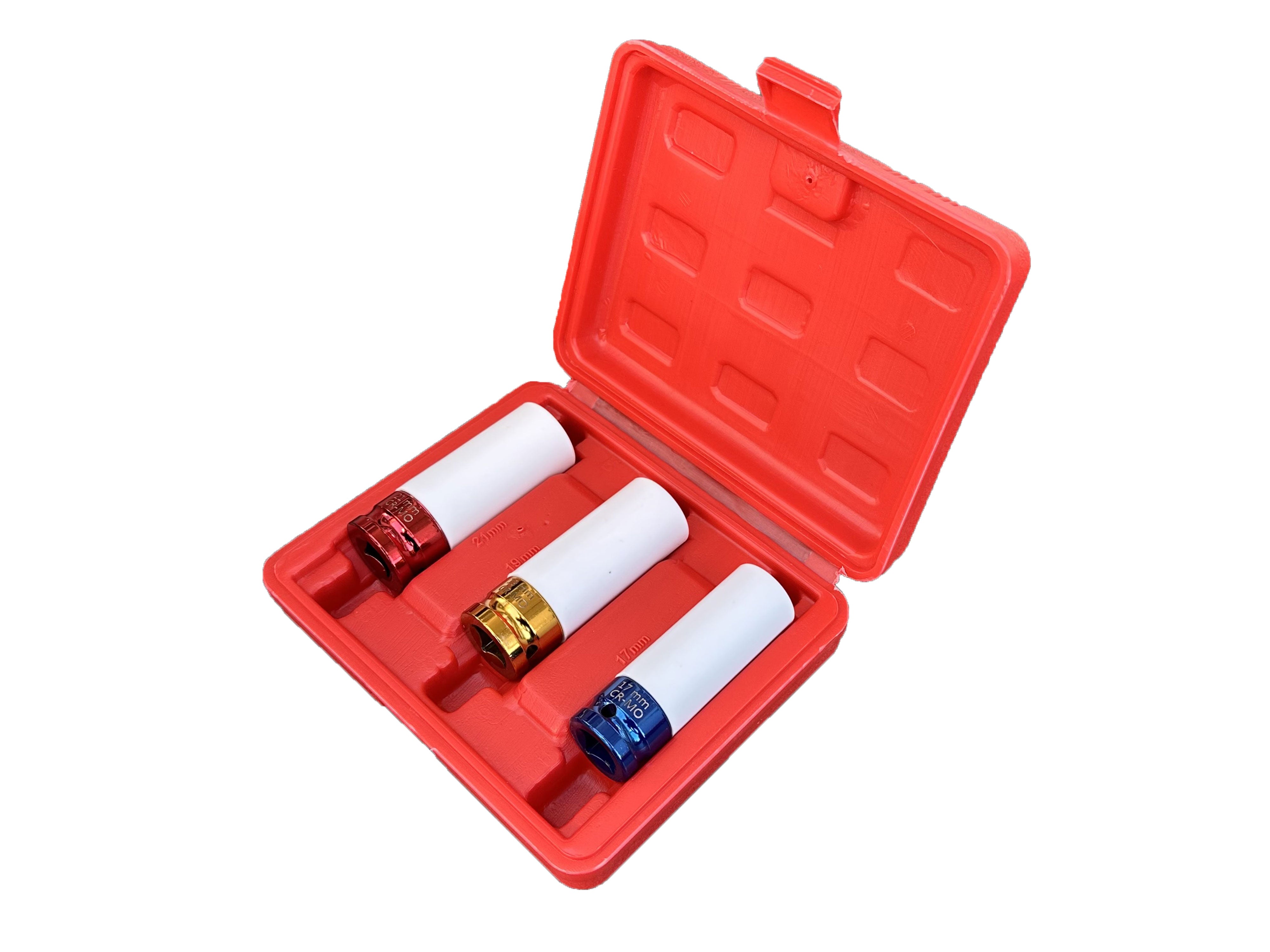 DUGÓKULCS KÉSZLET VÉDŐBURKOLATTAL 3 DB 17 19 21 MM KÖNNYŰFÉM FELNIKHEZ GEBO TOOLS