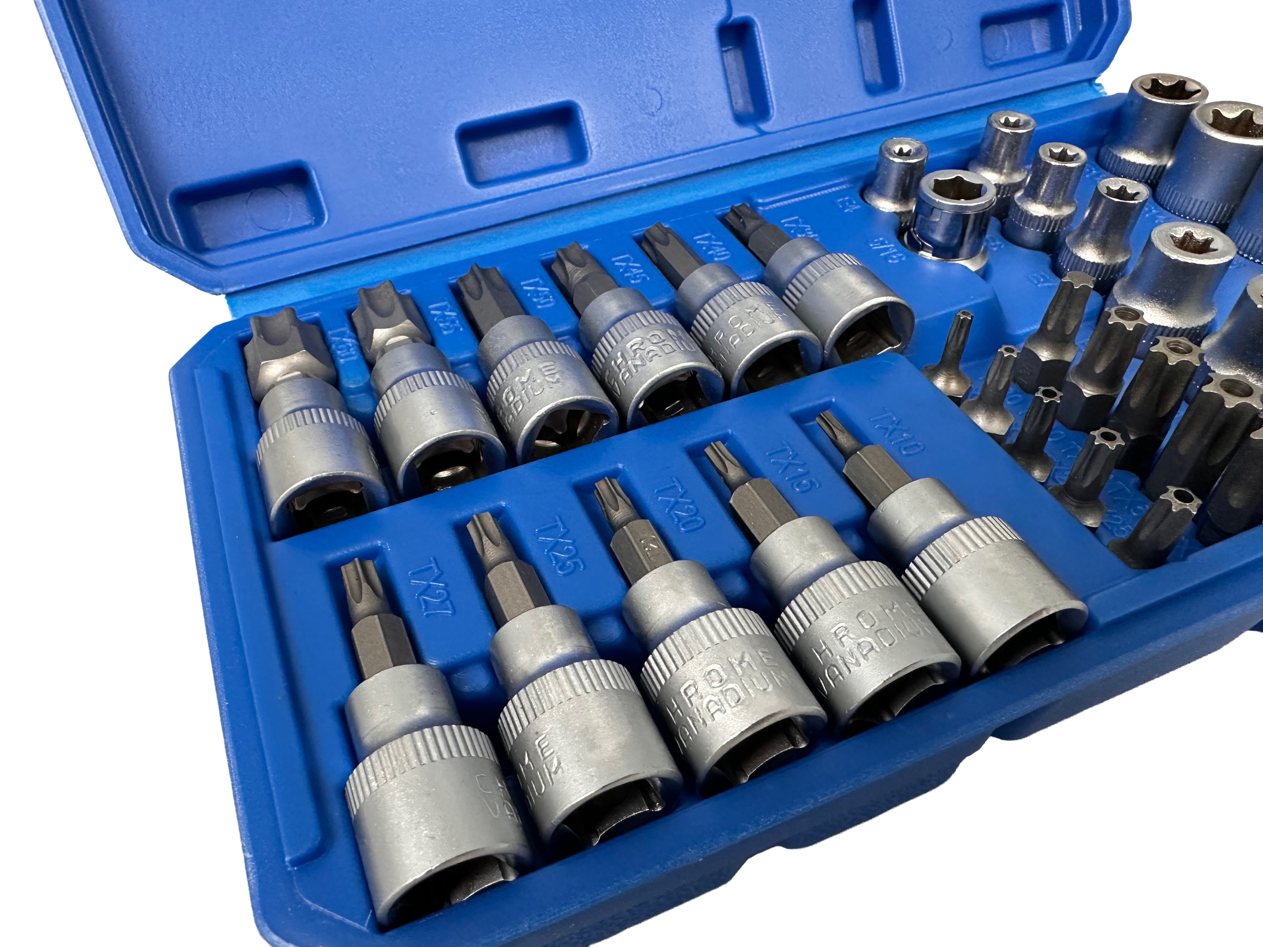 DUGÓKULCS KÉSZLET E-PROFIL TORX 3/8" 34 DB T10-T60 E4-E20 GEBO TOOLS