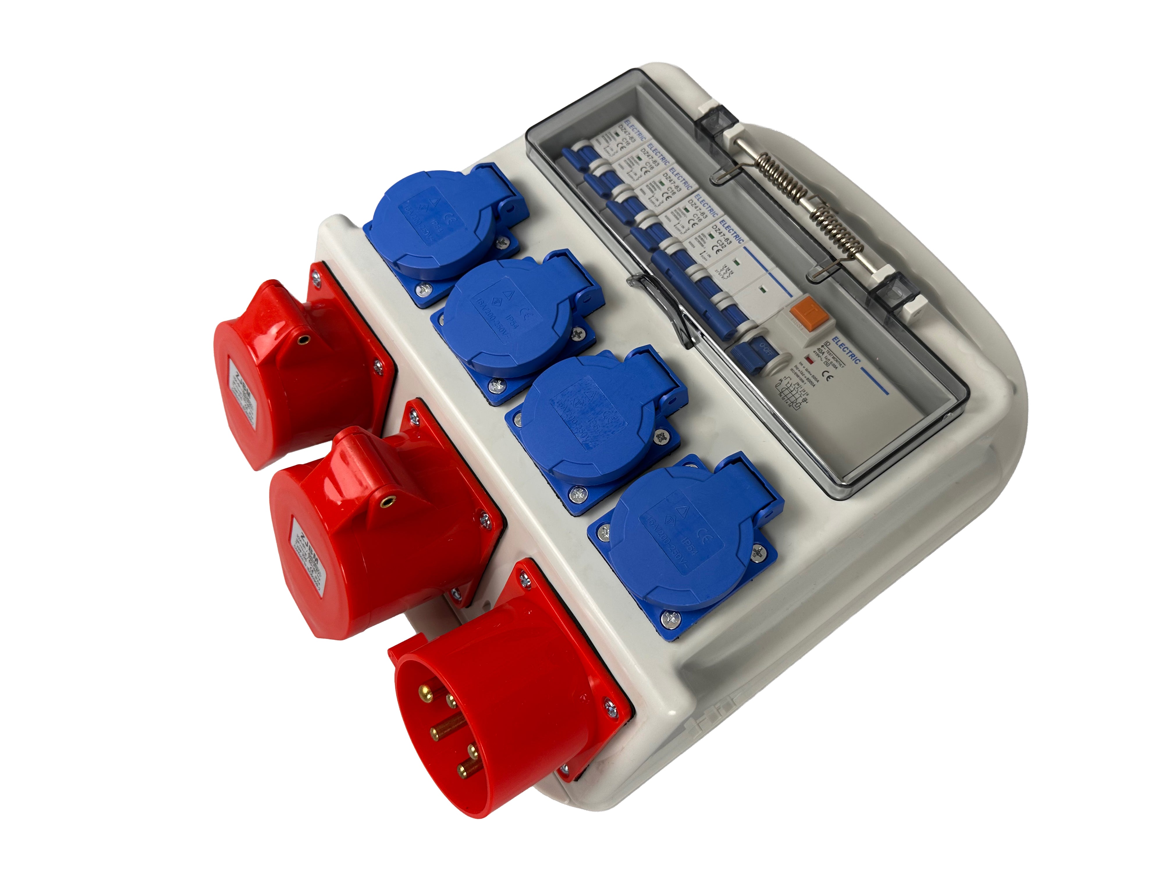 IPARI CSATLAKOZÓ – ELOSZTÓ DOBOZ GUMIROZOTT KÁBELLEL 3 X 400 V 4 X 230 V IP44
