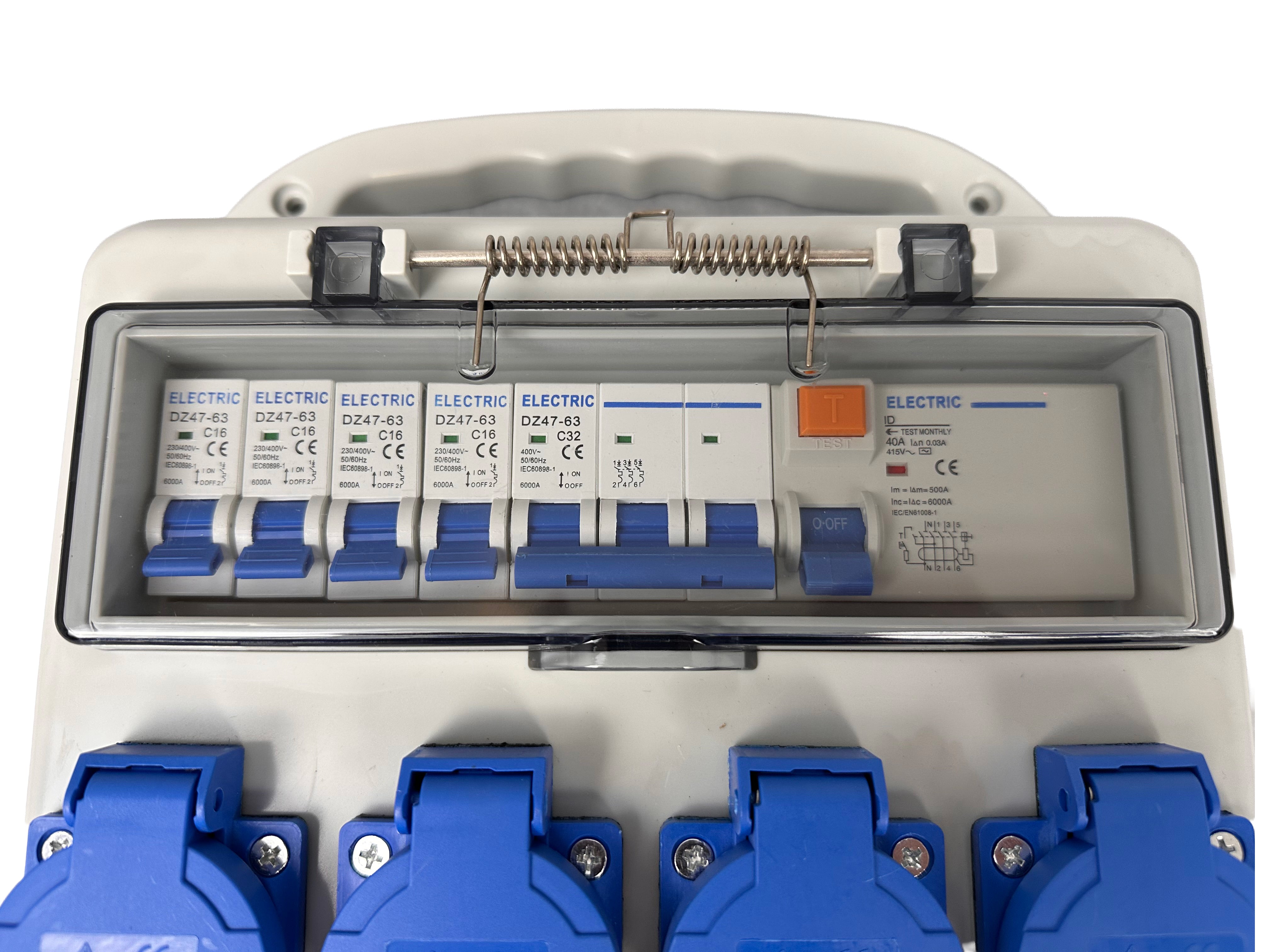 IPARI CSATLAKOZÓ – ELOSZTÓ DOBOZ GUMIROZOTT KÁBELLEL 3 X 400 V 4 X 230 V IP44