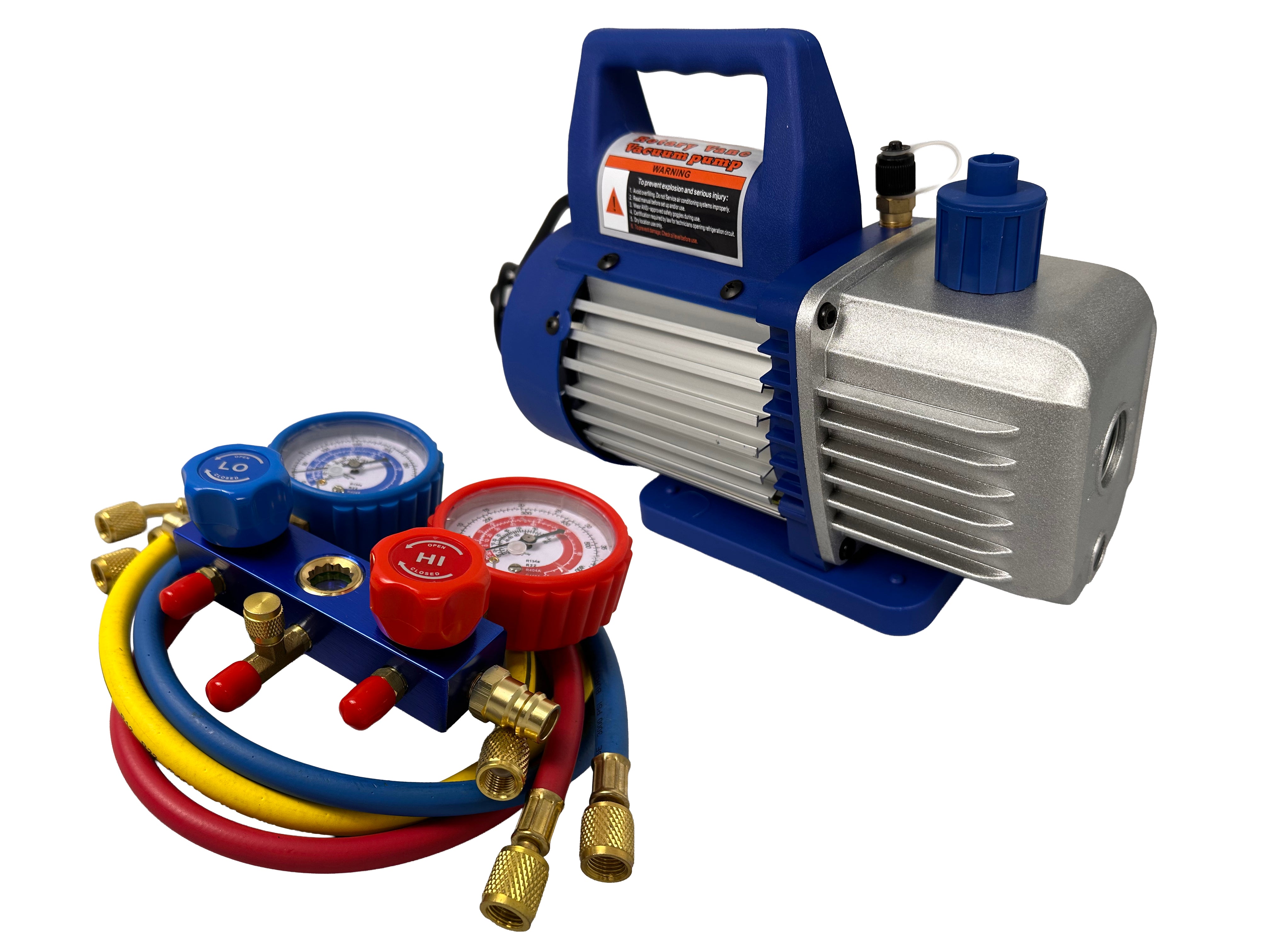 VÁKUUMSZIVATTYÚ PUMPA LÉGKONDICIONÁLÓHOZ DUPLA NYOMÁSMÉRŐVEL 70L/MIN