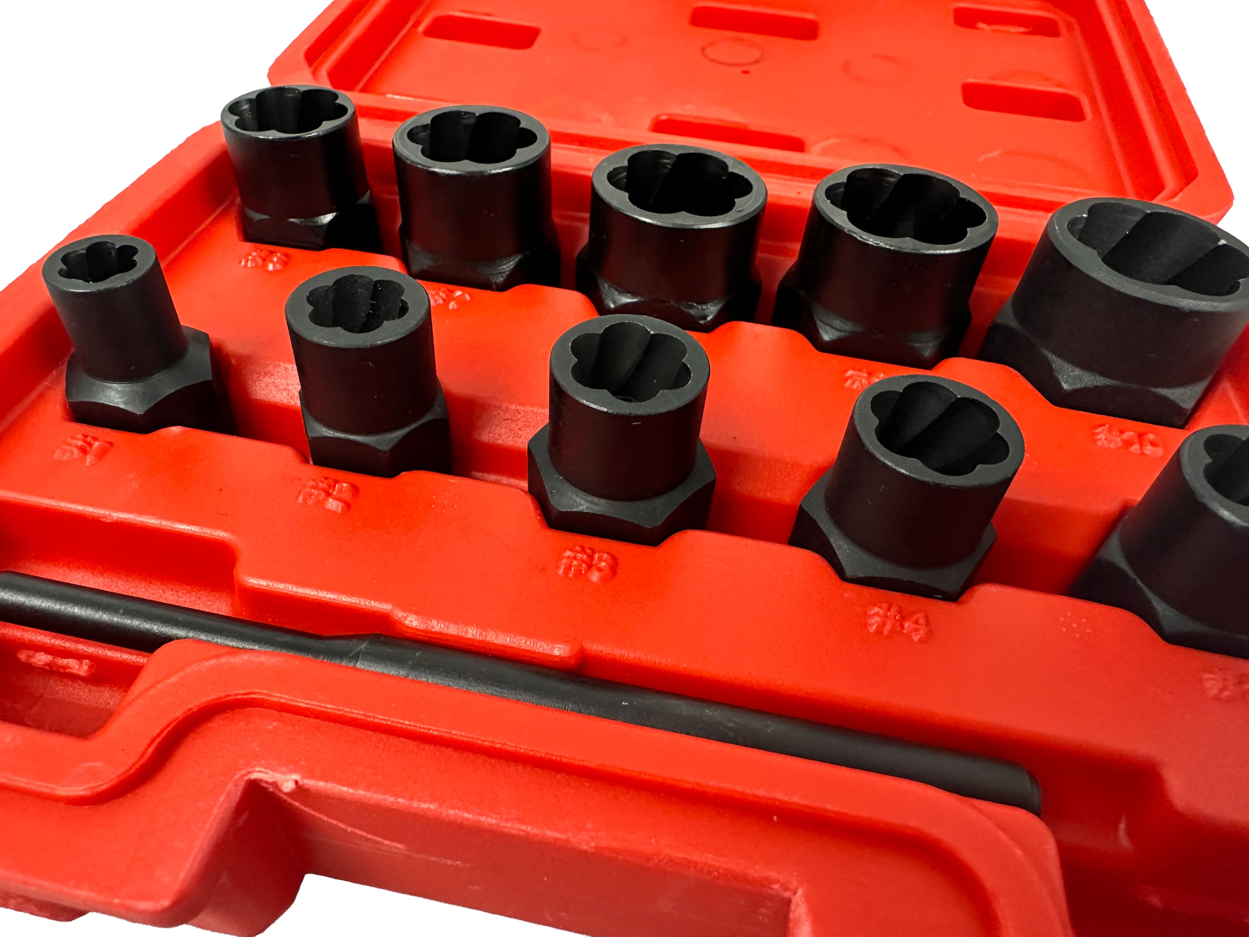 SÉRÜLT CSAVAR ELTÁVOLÍTÓ DUGÓKULCS KÉSZLET 9-19 MM 11 DB GEBO TOOLS