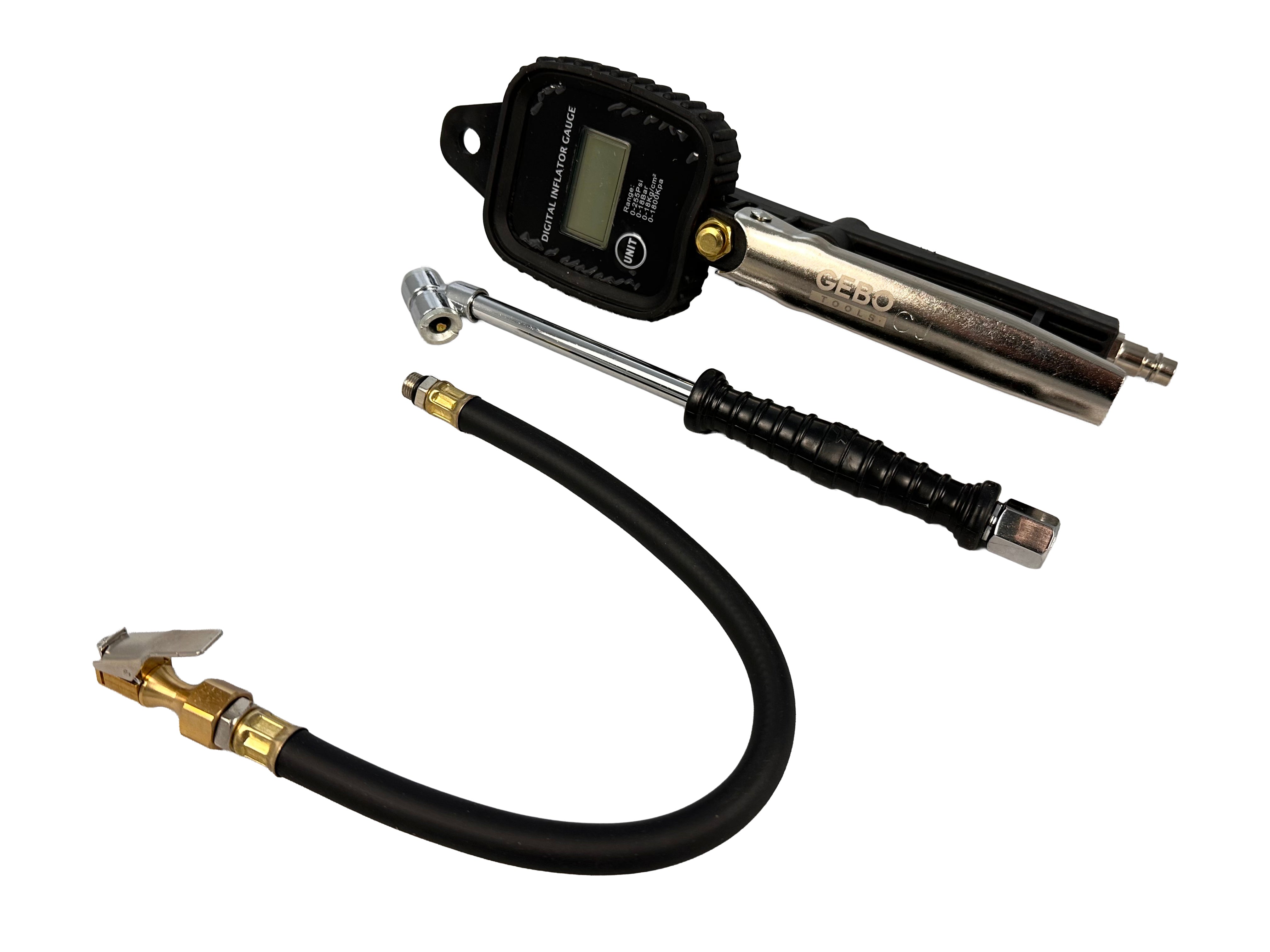 KERÉKFÚJÓ PISZTOLY DIGITÁLIS NYOMÁSMÉRŐVEL 0-255 PSI GEBO TOOLS