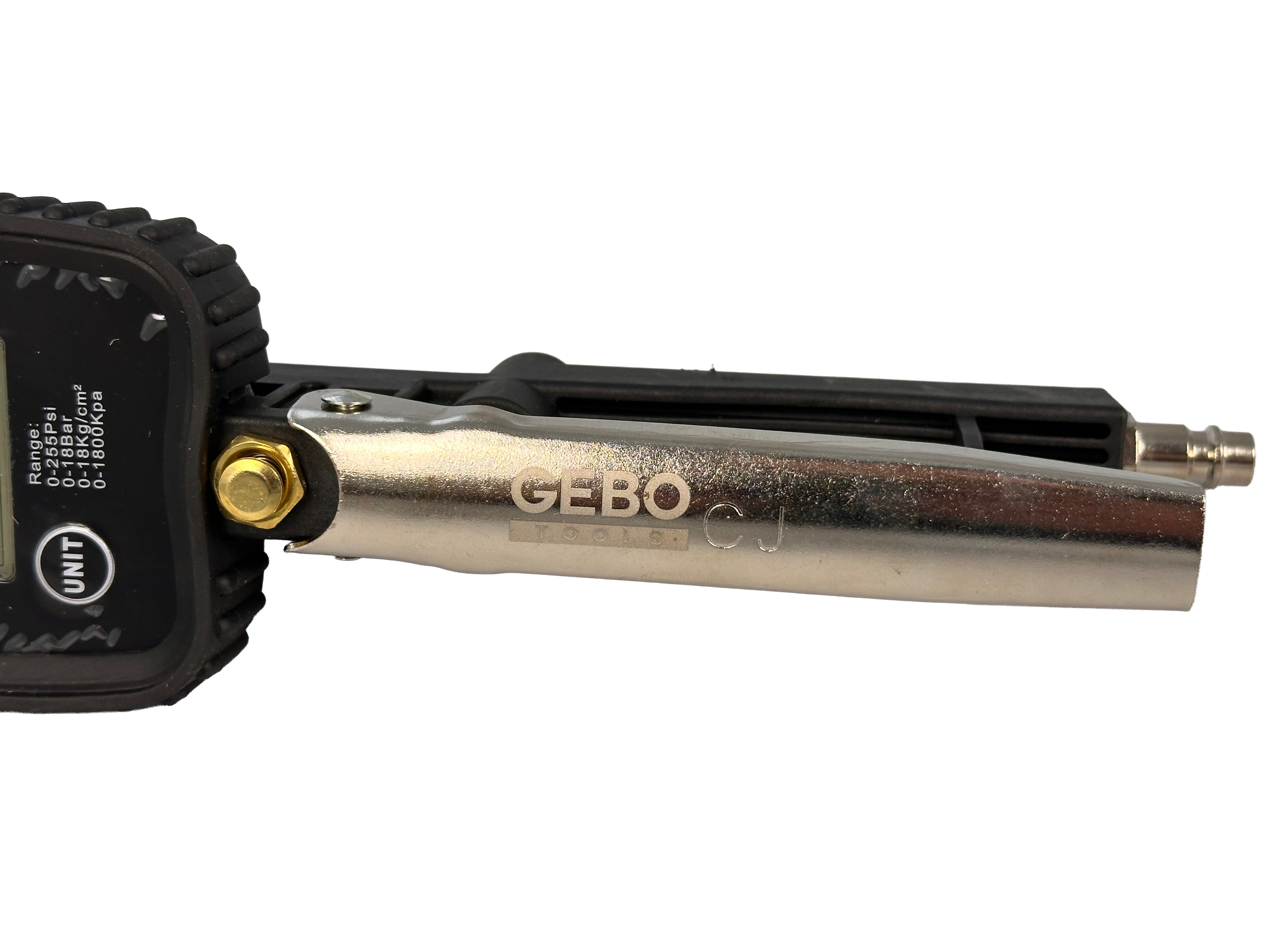 KERÉKFÚJÓ PISZTOLY DIGITÁLIS NYOMÁSMÉRŐVEL 0-255 PSI GEBO TOOLS
