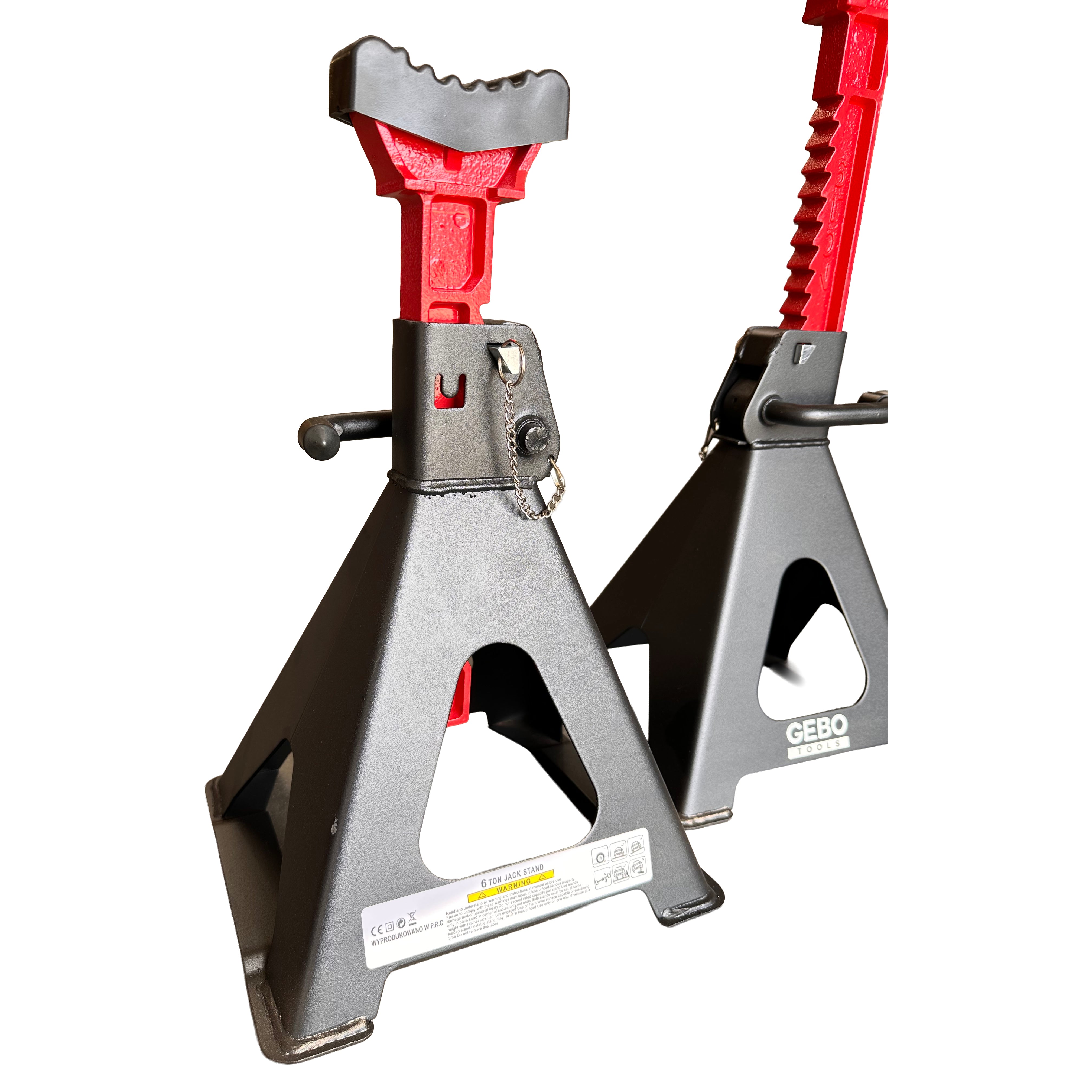 TARTÓBAK KÉSZLET 2 DB 6 T 39-60 CM DUPLA BIZTOSÍTÓVAL ÉS AUTÓKÜSZÖB VÉDŐ GUMI TAMPONNAL GEBO TOOLS