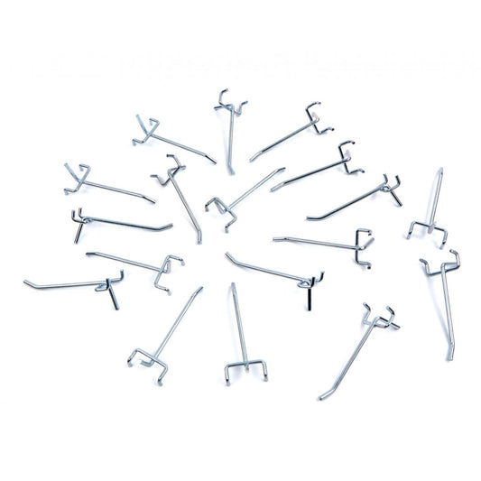 FALI SZERSZÁMTARTÓ KAMPÓ KÉSZLET 18 DB SZERSZÁMPANELHEZ, MŰHELYSZERVEZŐHÖZ