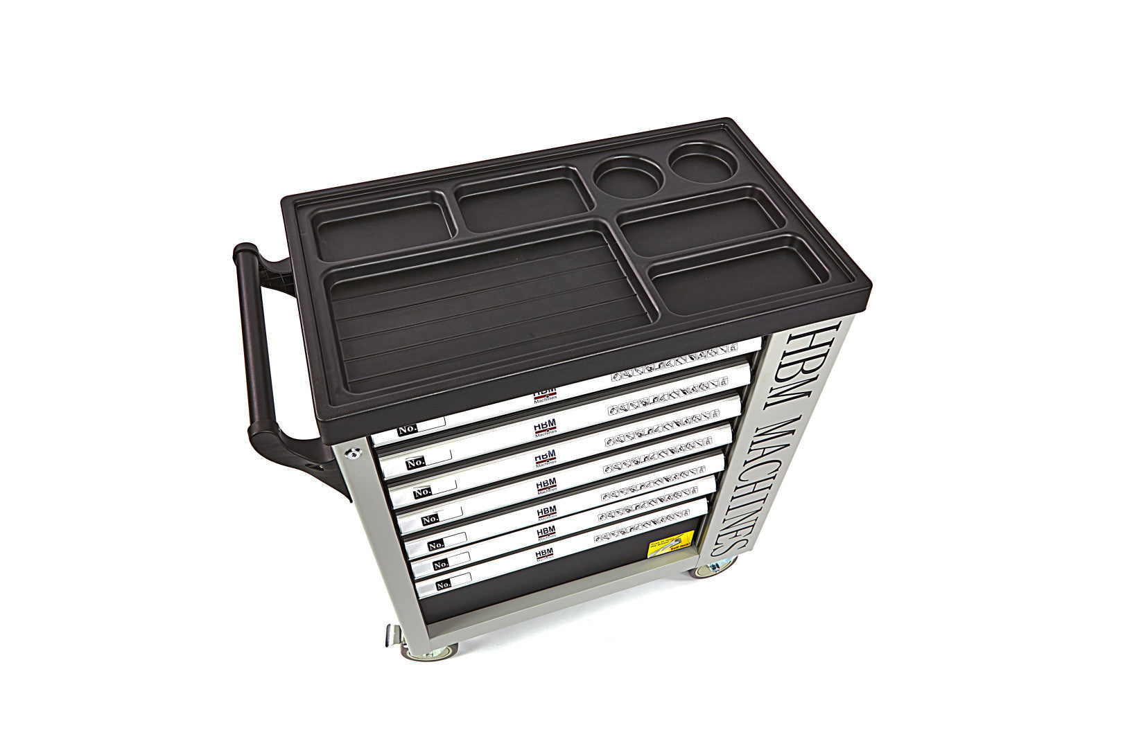 PROFESSZIONÁLIS FELSZERELT SZERSZÁMOS KOCSI – SZERSZÁMOS SZEKRÉNY HBM 7 FIÓKKAL, 245 DARABOS KÉSZLET, 6 SZÉNMODUL – HOLLANDIA, PRÉMIUM