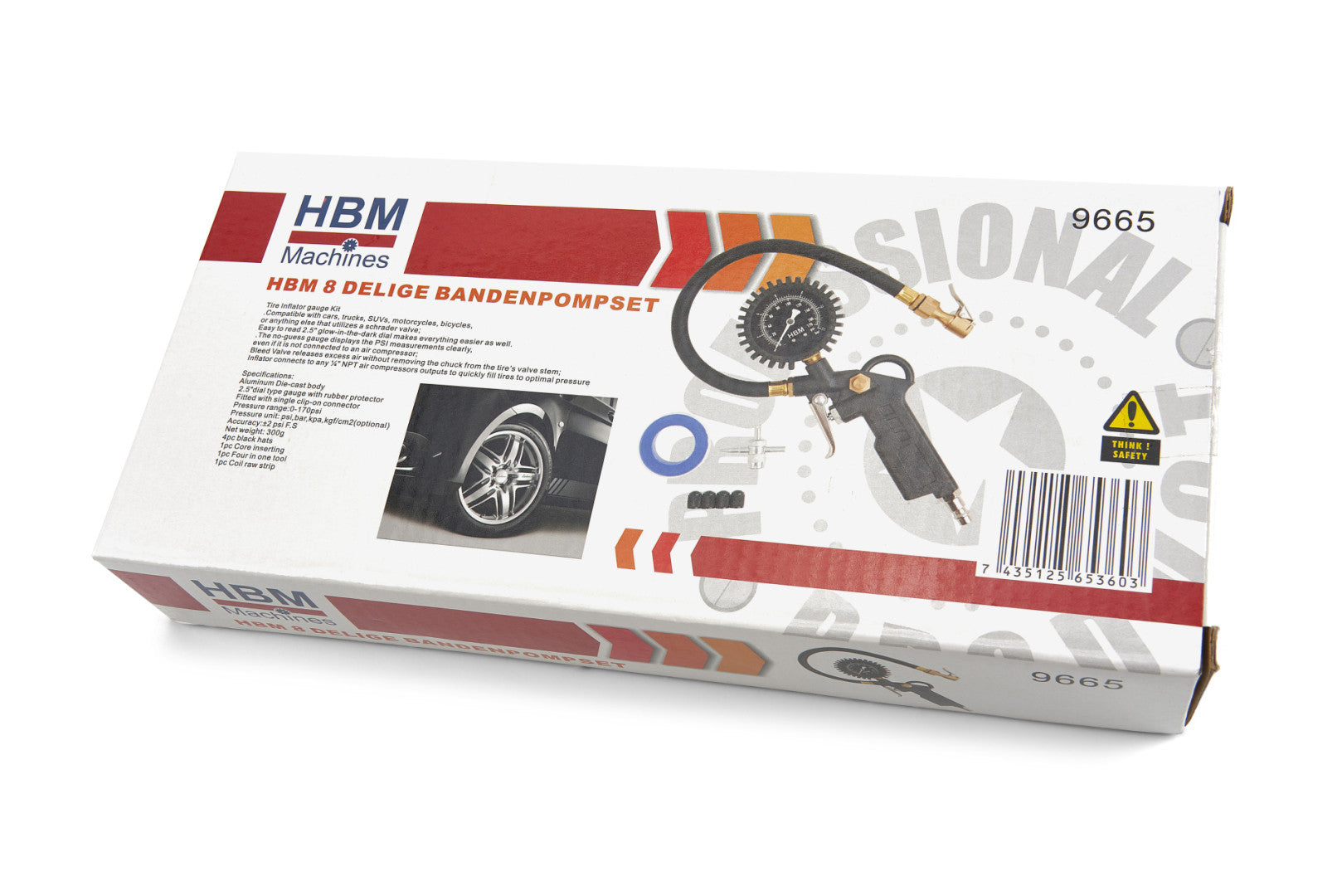 NYOMÁSMÉRŐ KERÉKFÚLYÓ PISZTOLY 8 DARAB HBM