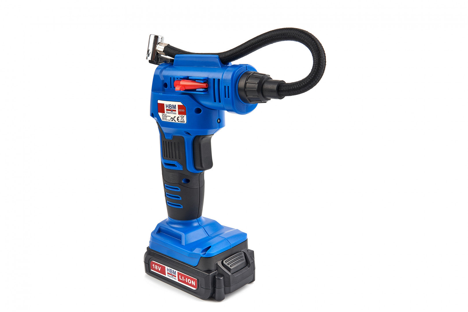 KERÉKFÚJÓ KOMPRESSZOR LED VILÁGÍTÁSSAL ÉS AKKUMULÁTORRAL 18V