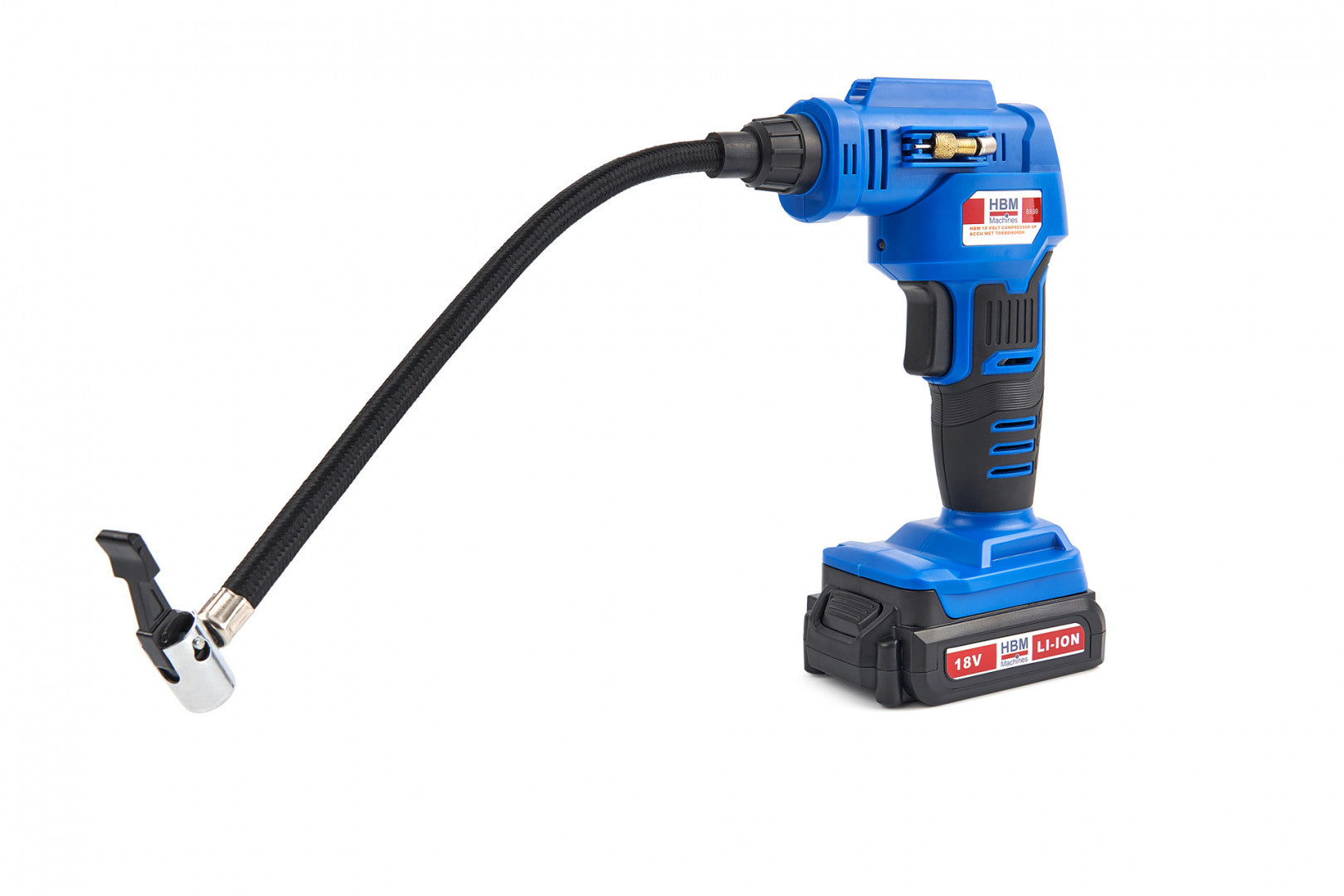 KERÉKFÚJÓ KOMPRESSZOR LED VILÁGÍTÁSSAL ÉS AKKUMULÁTORRAL 18V