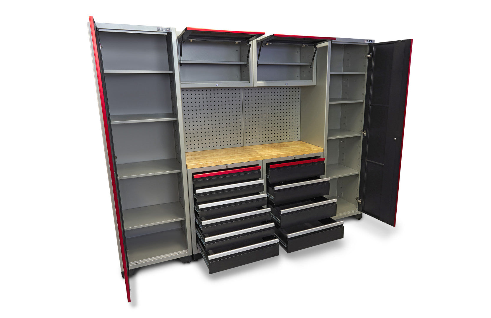 PROFESSZIONÁLIS FÉM SZERSZÁMOS SZEKRÉNY KÉSZLET 9 DB 263 X 51 X 204CM HBM