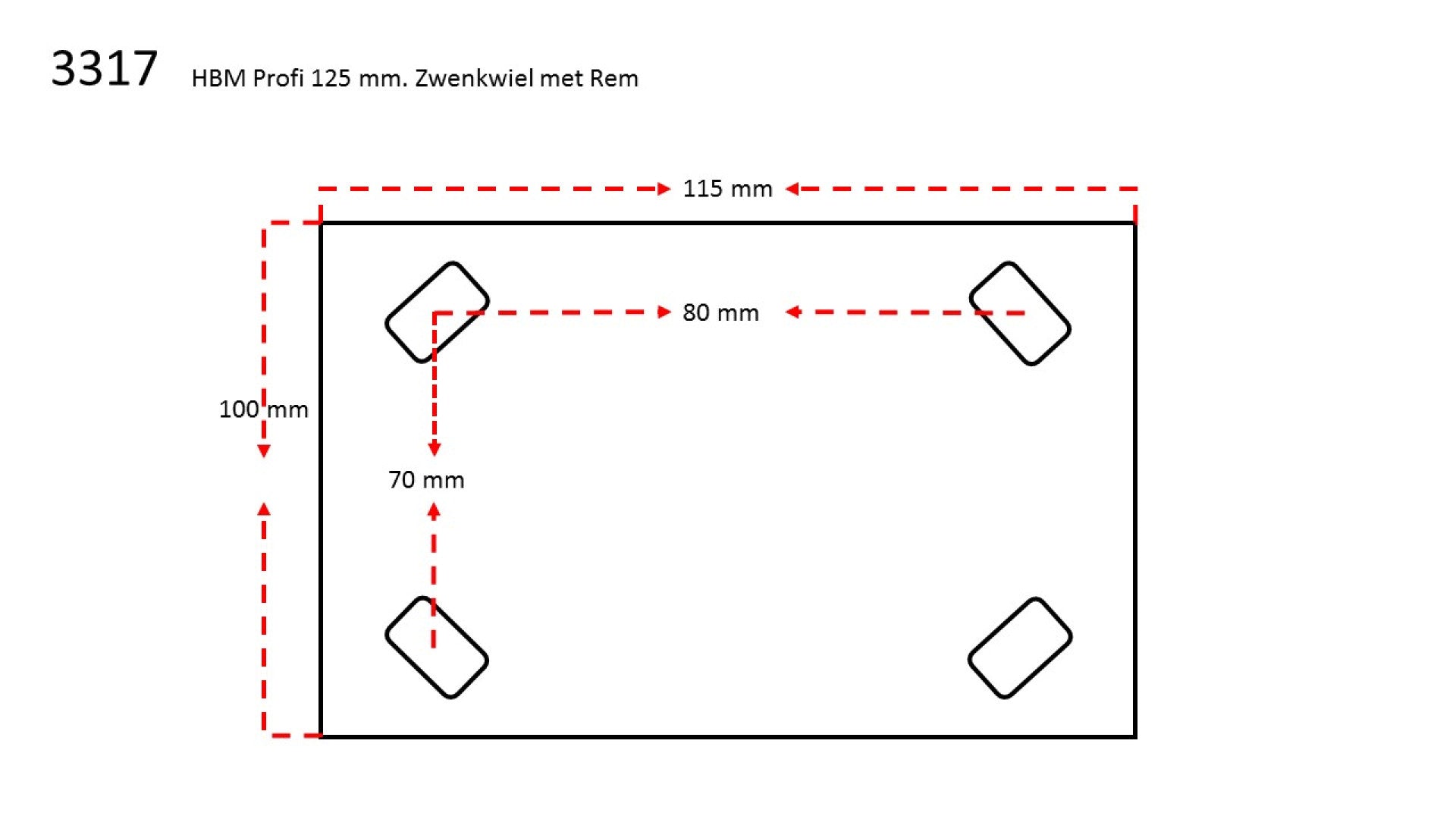 FORGÓ KERÉK FÉKKEL 150MM 350KG HBM