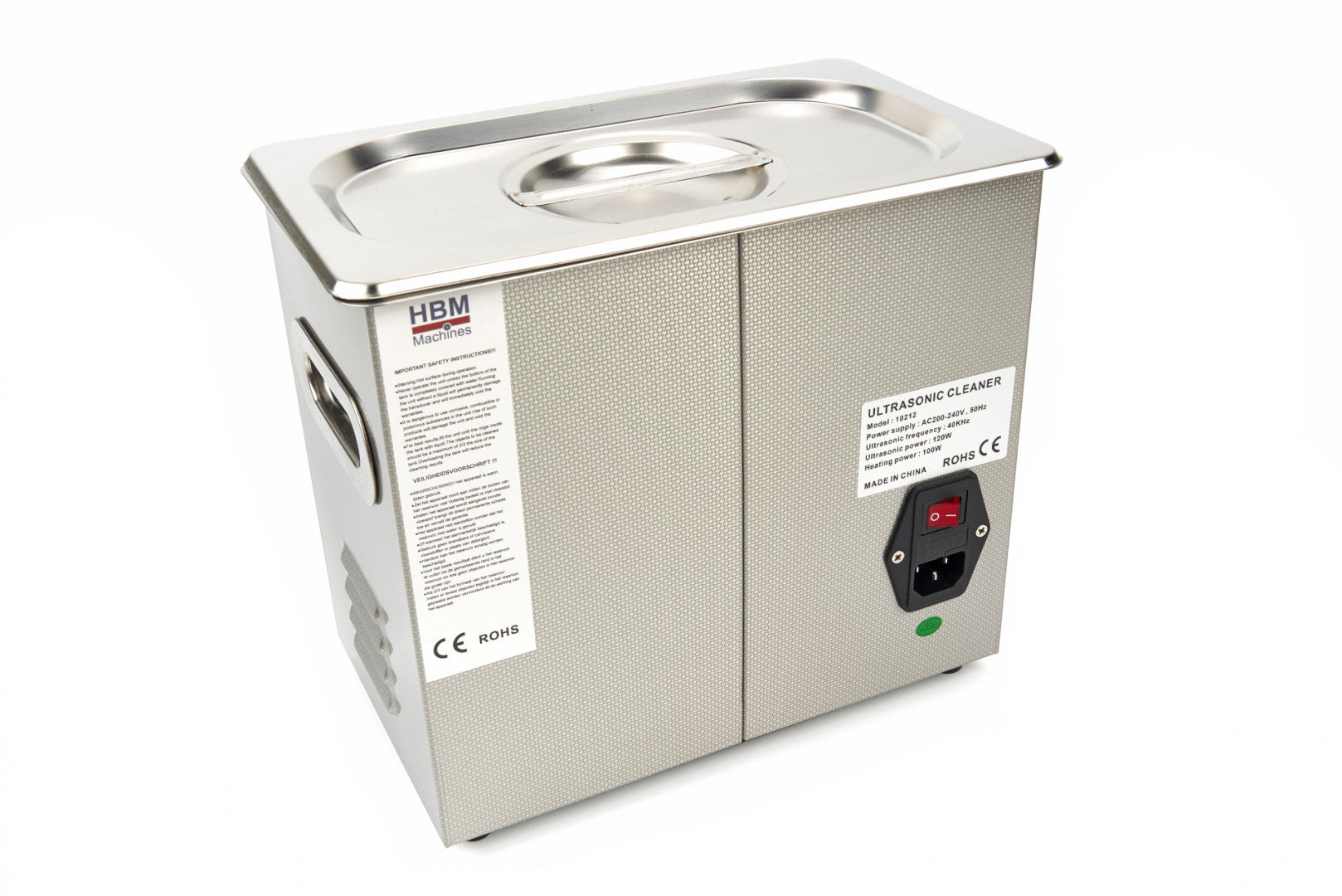 ULTRAHANGOS TISZTÍTÓ BERENDEZÉS 3L, ROZSDAMENTES ACÉL, DIGITÁLIS IDŐZÍTŐ, HBM MACHINES HOLLANDIA