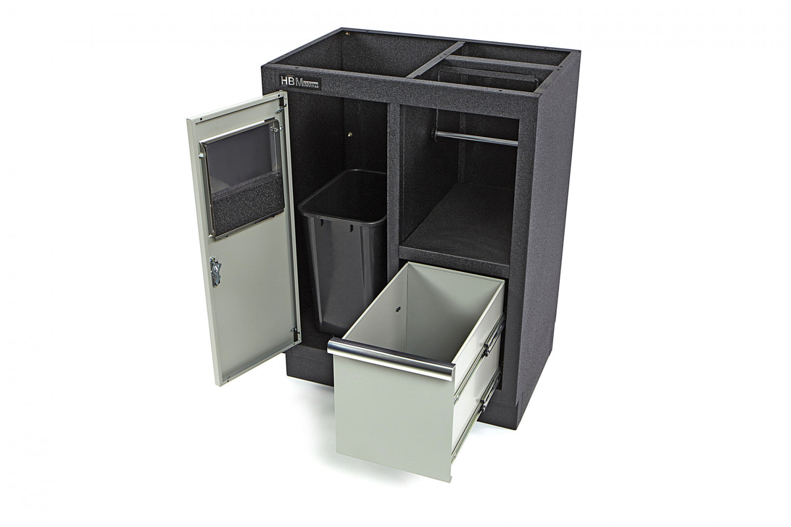 MŰHELY SZEKRÉNY PAPÍRTARTÓVAL ÉS SZEMETES KOSÁRRAL HBM