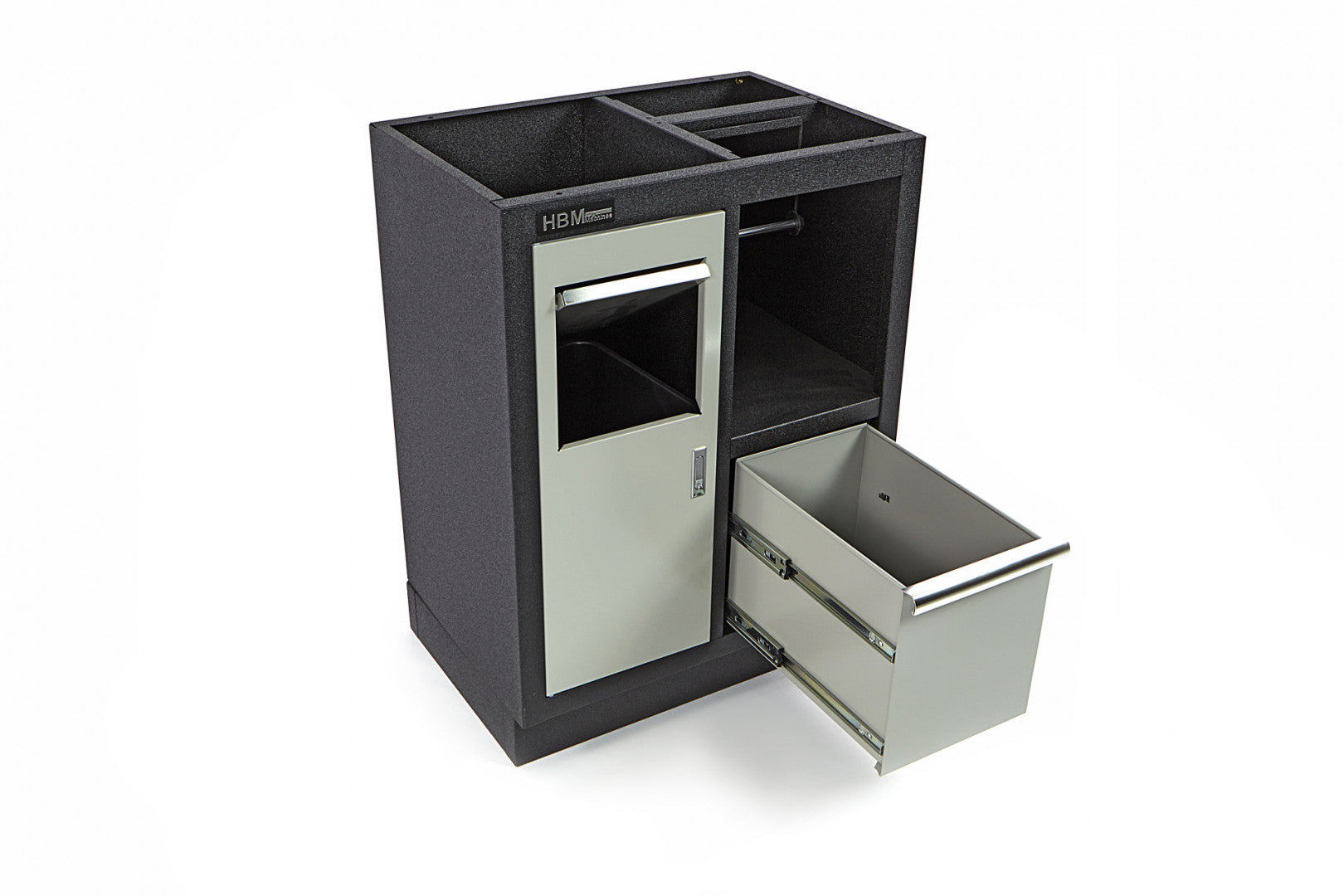 MŰHELY SZEKRÉNY PAPÍRTARTÓVAL ÉS SZEMETES KOSÁRRAL HBM